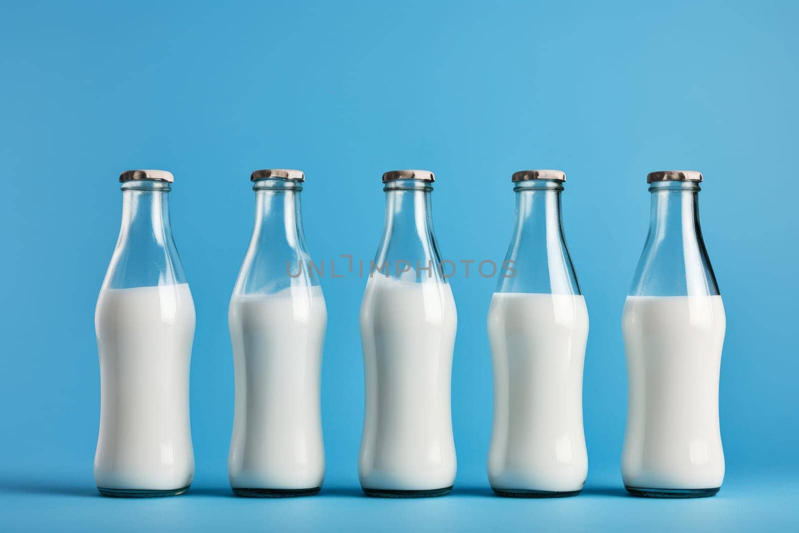 Durable Glass bottle milk container. Beverage clean lactose. Generate Ai