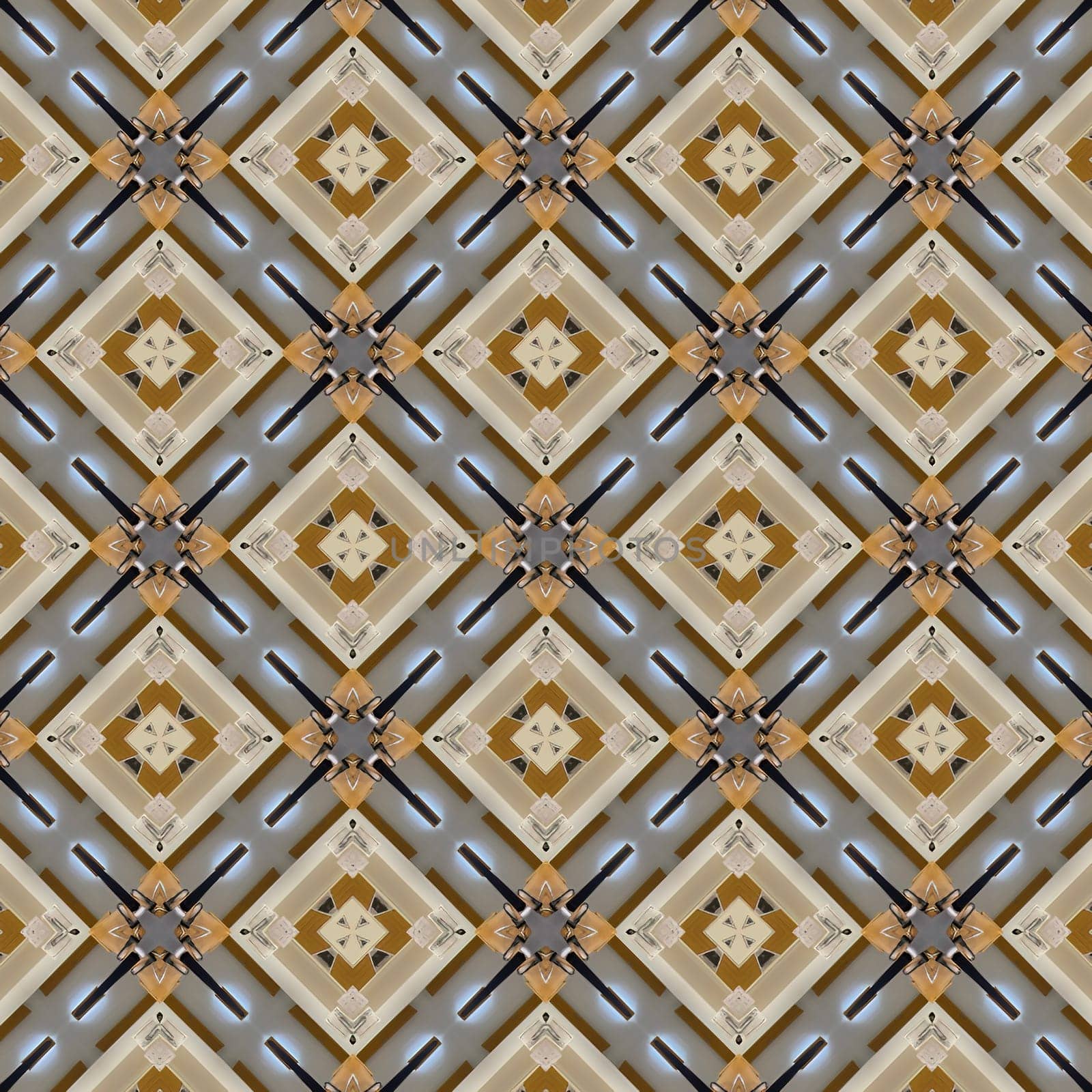 Seamless pattern of decorative ornament. For eg fabric, wallpaper, wall decorations.Kaleidoscopic wallpaper tiles. Seamless texture or background.Seamless texture of abstract geometric shapes.Patchwork texture. Weaving. Tribal motif. Textile rapport.