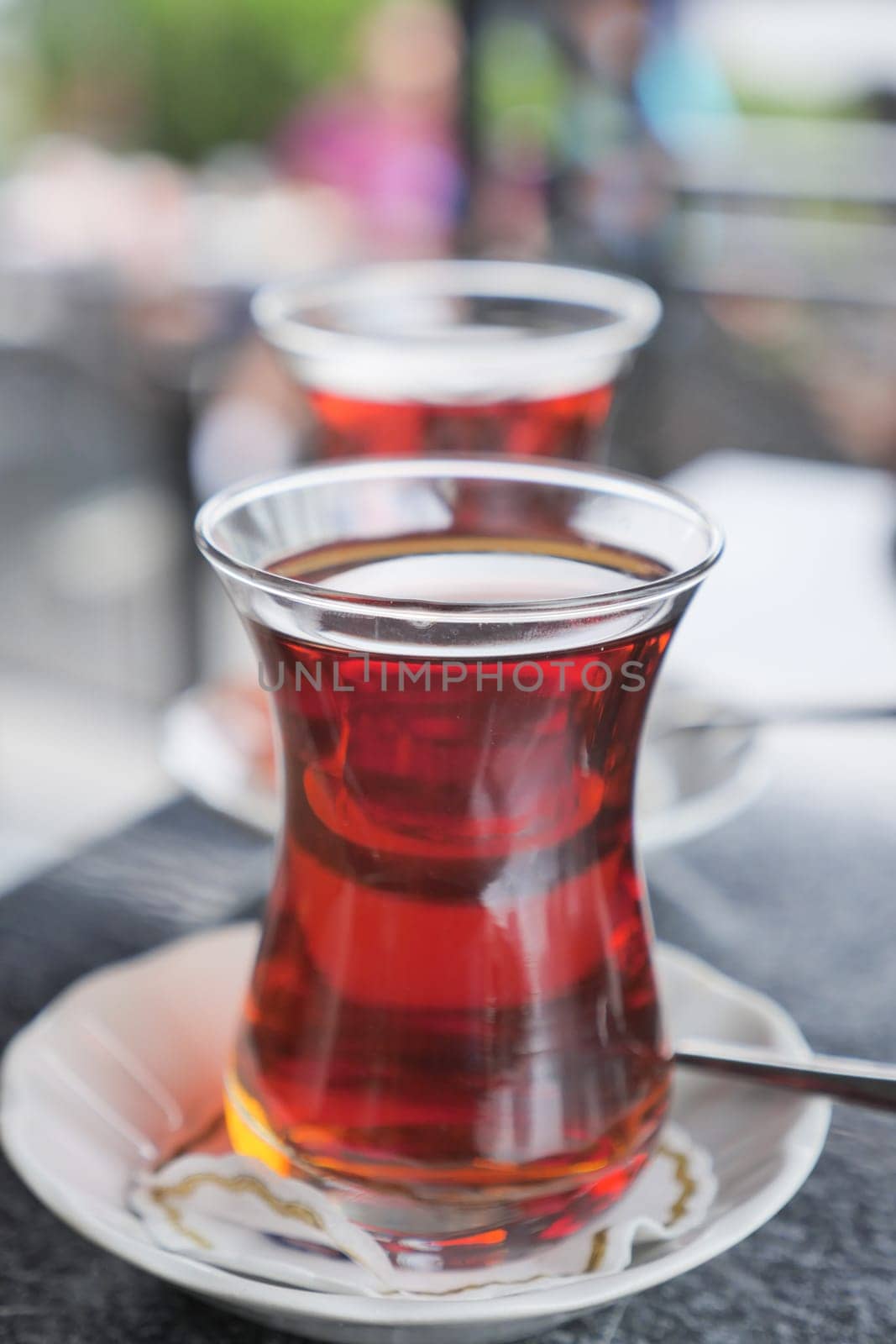 Traditional turkish tea on white table . by towfiq007