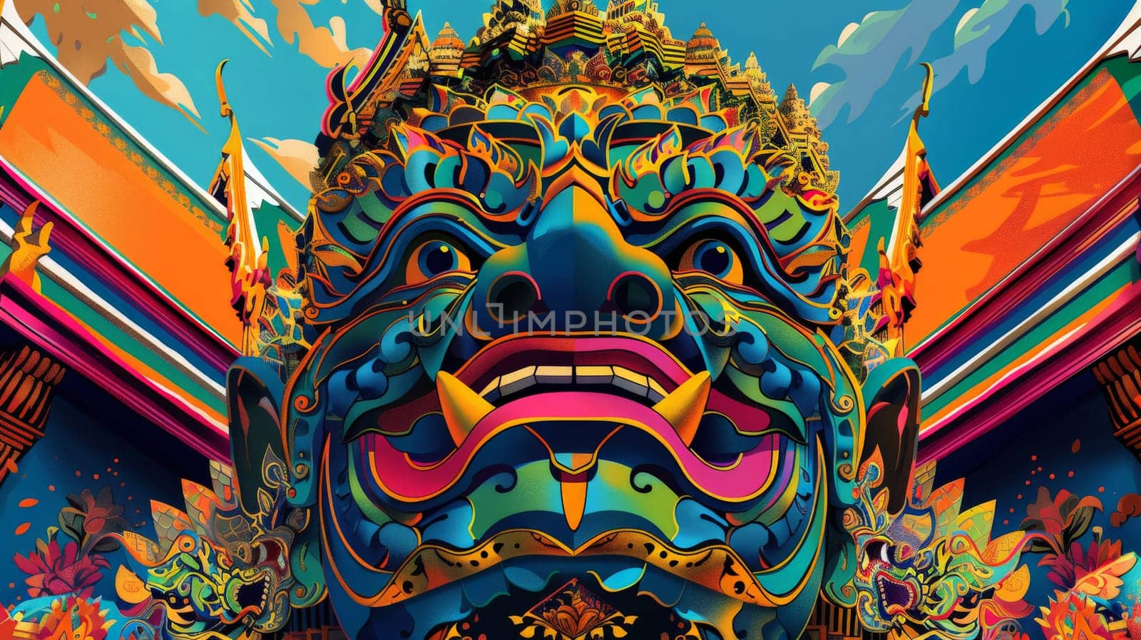 Abstract vibrant colors illustration of Thai giant, pop art design background or wallpaper.