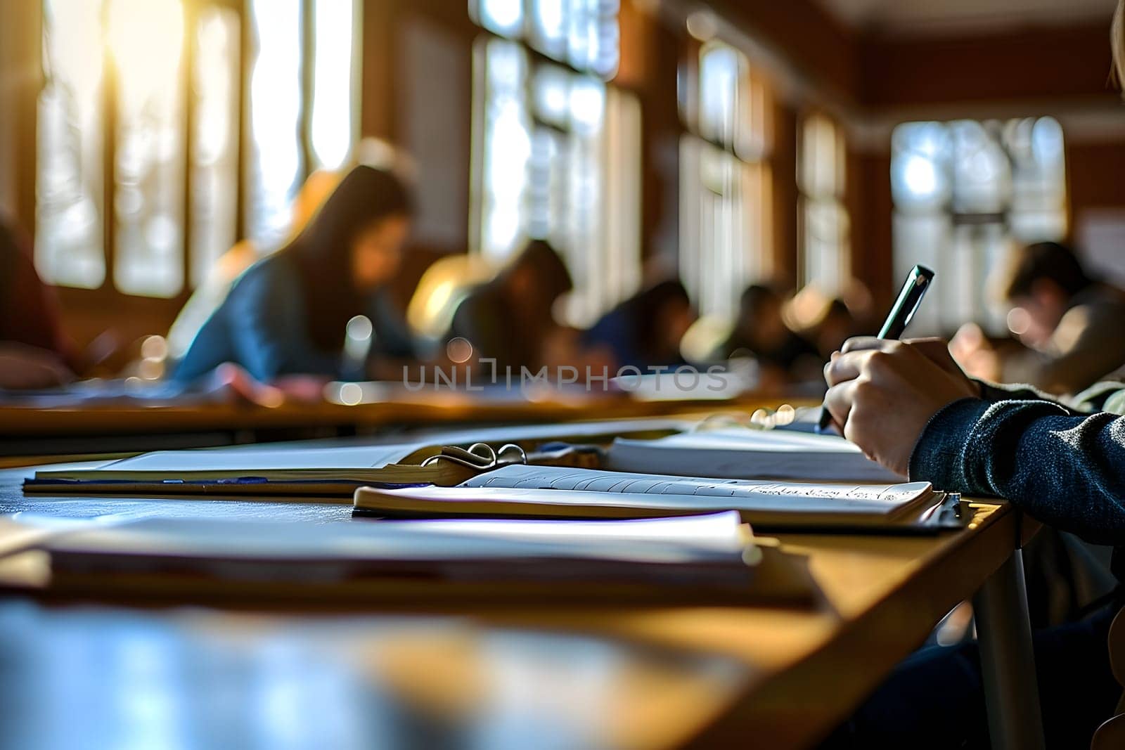 Close up, concept of students studying in a classroom lecture by z1b