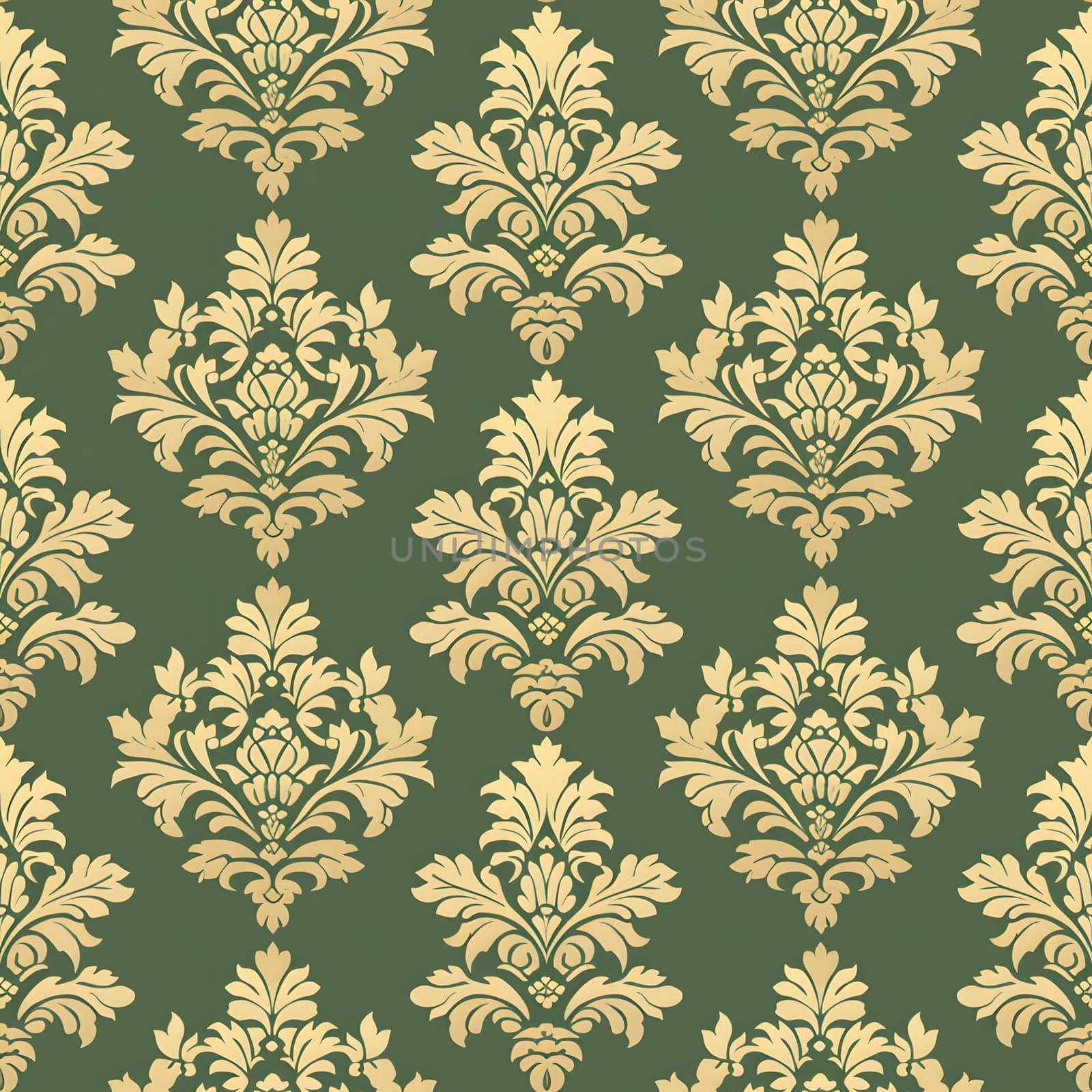 seamless texture of green and gold damask pattern by z1b