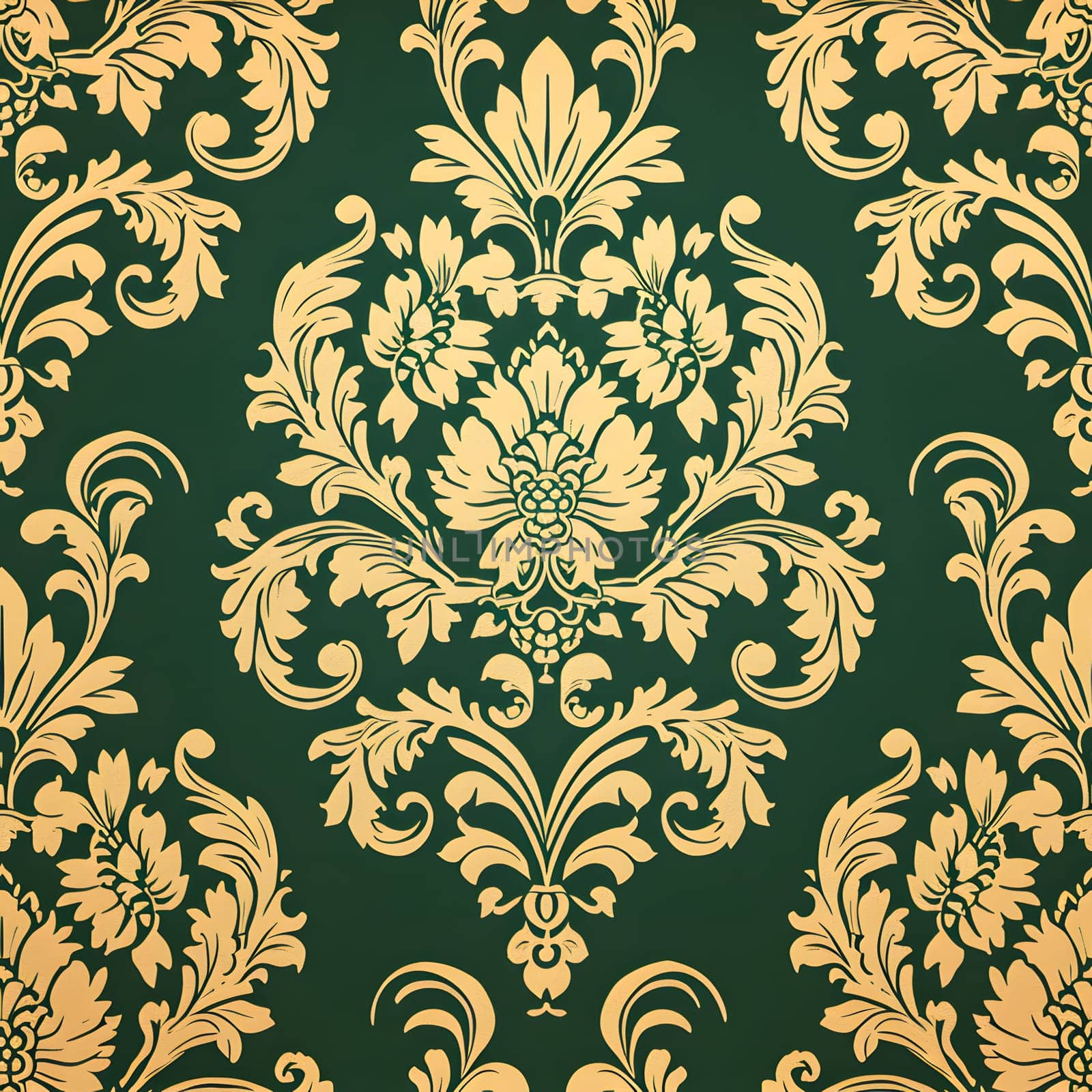 seamless texture of green and gold damask pattern by z1b
