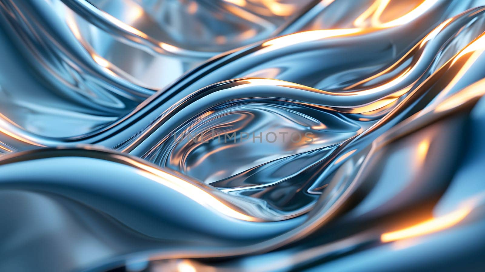 Shiny quicksilver mercury metal waves background and wallpaper. Neural network generated in January 2024. Not based on any actual scene or pattern.