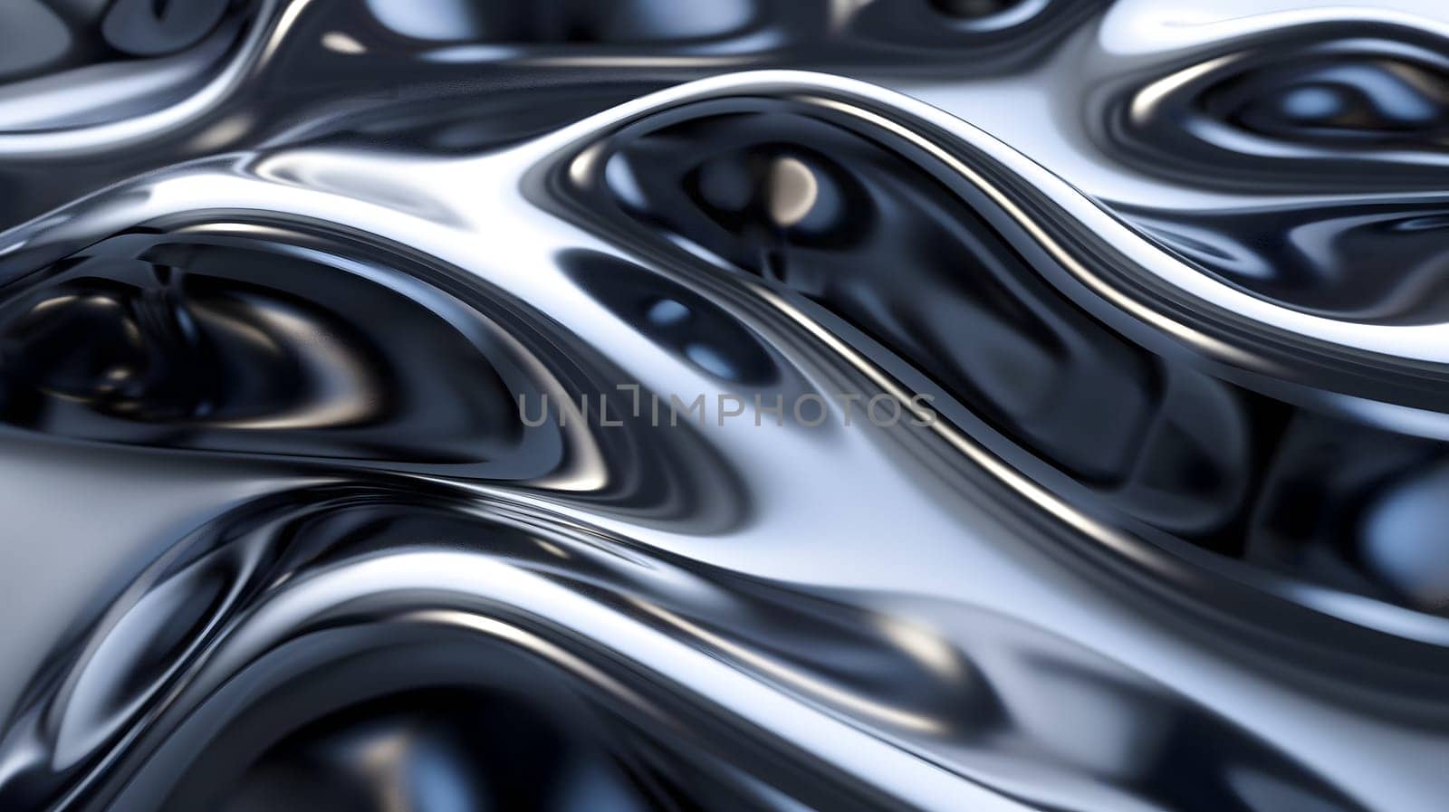 Black glassy waves background and wallpaper. Neural network generated in January 2024. Not based on any actual scene or pattern.