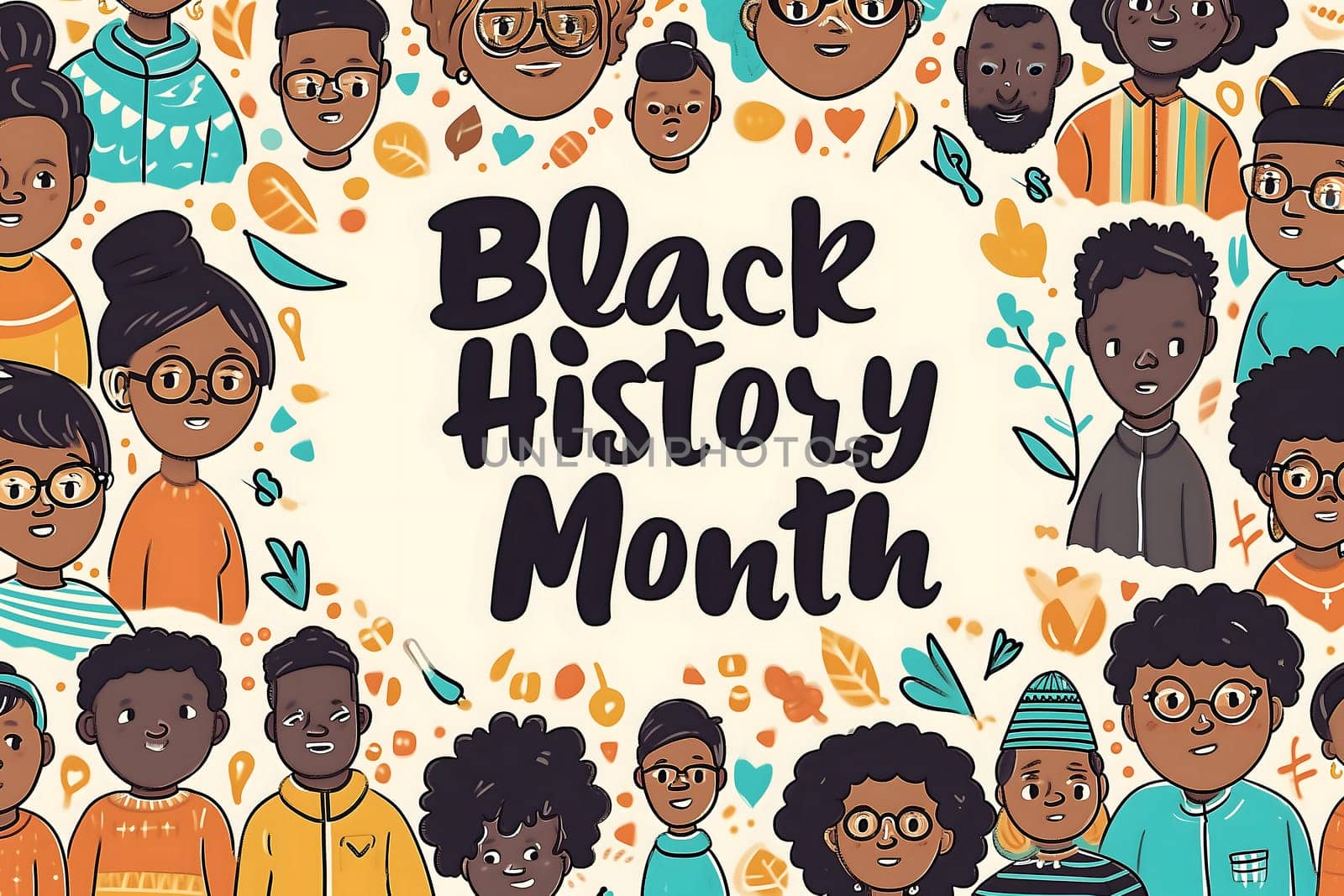 Simple cartoon Black History Month background. Neural network generated image. Not based on any actual scene or pattern.