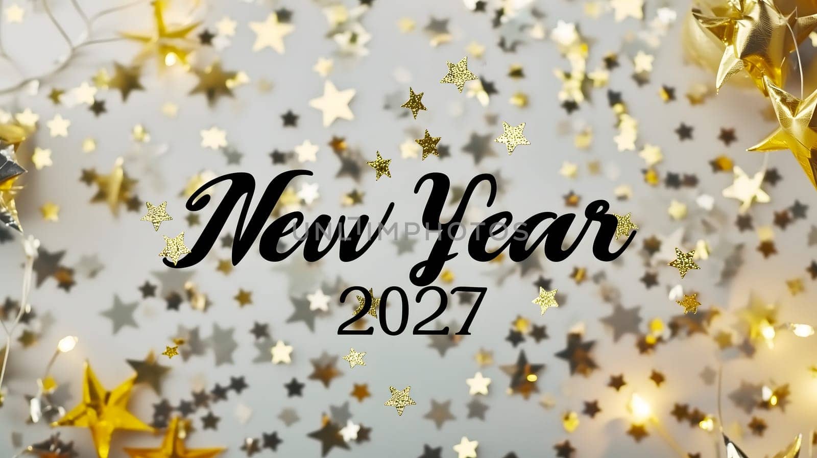 letters New year 2027 laid on flat background with high angle view, celebration concept. Neural network generated image. Not based on any actual scene or pattern.