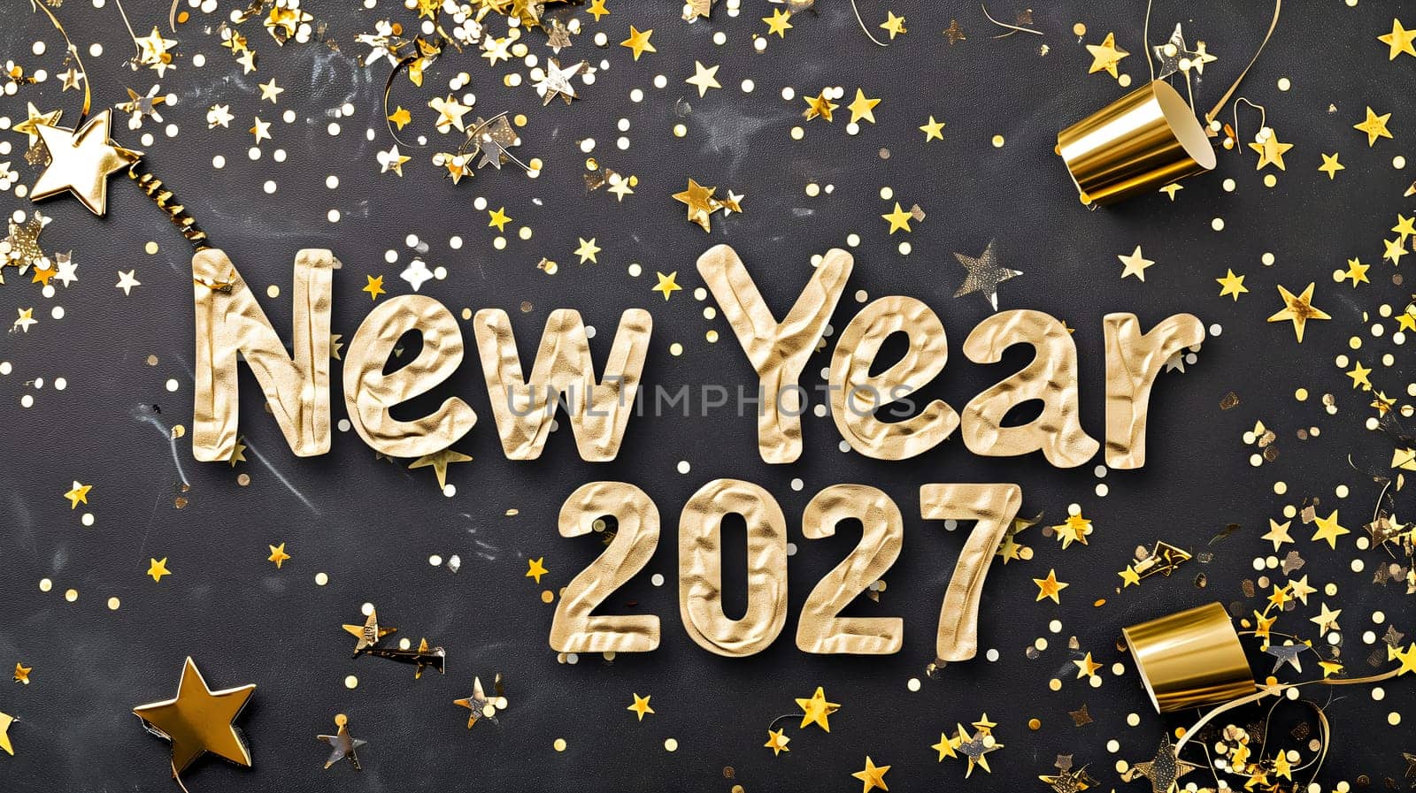 letters New year 2027 laid on flat background with high angle view, celebration concept. Neural network generated image. Not based on any actual scene or pattern.