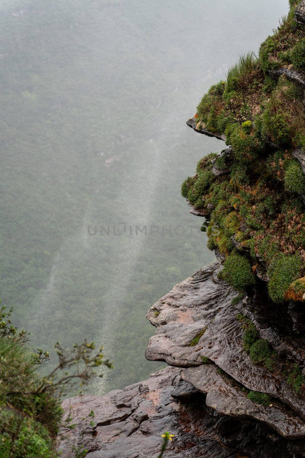 Misty Mountain Waterfall Edge with Windswept Spray by FerradalFCG