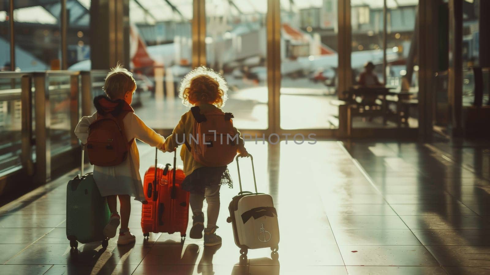 Family and kids at airport, travel Concept, family vacation by nijieimu