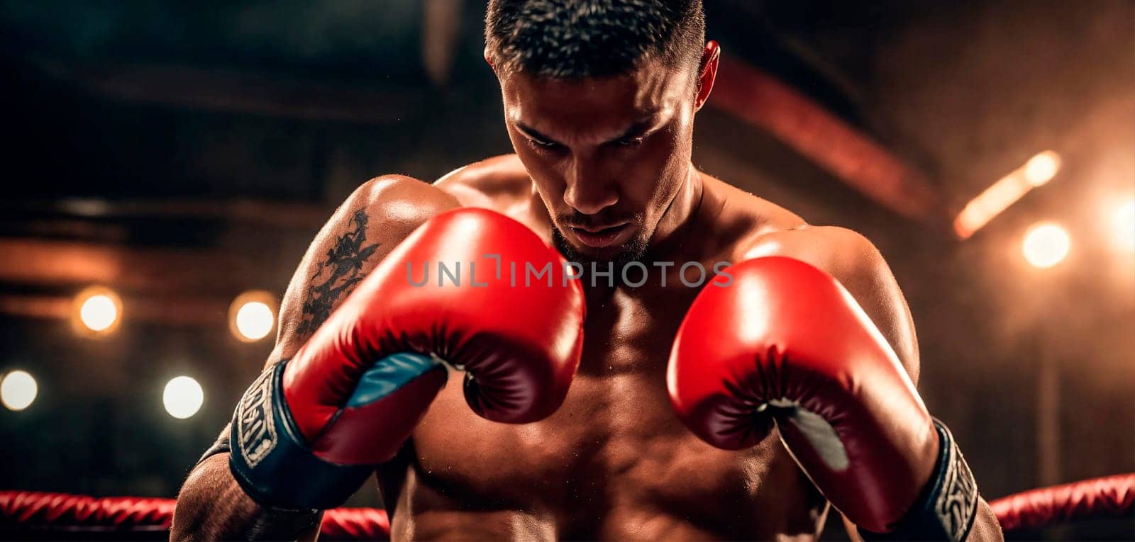 Boxer in the ring. Generative AI. High quality photo