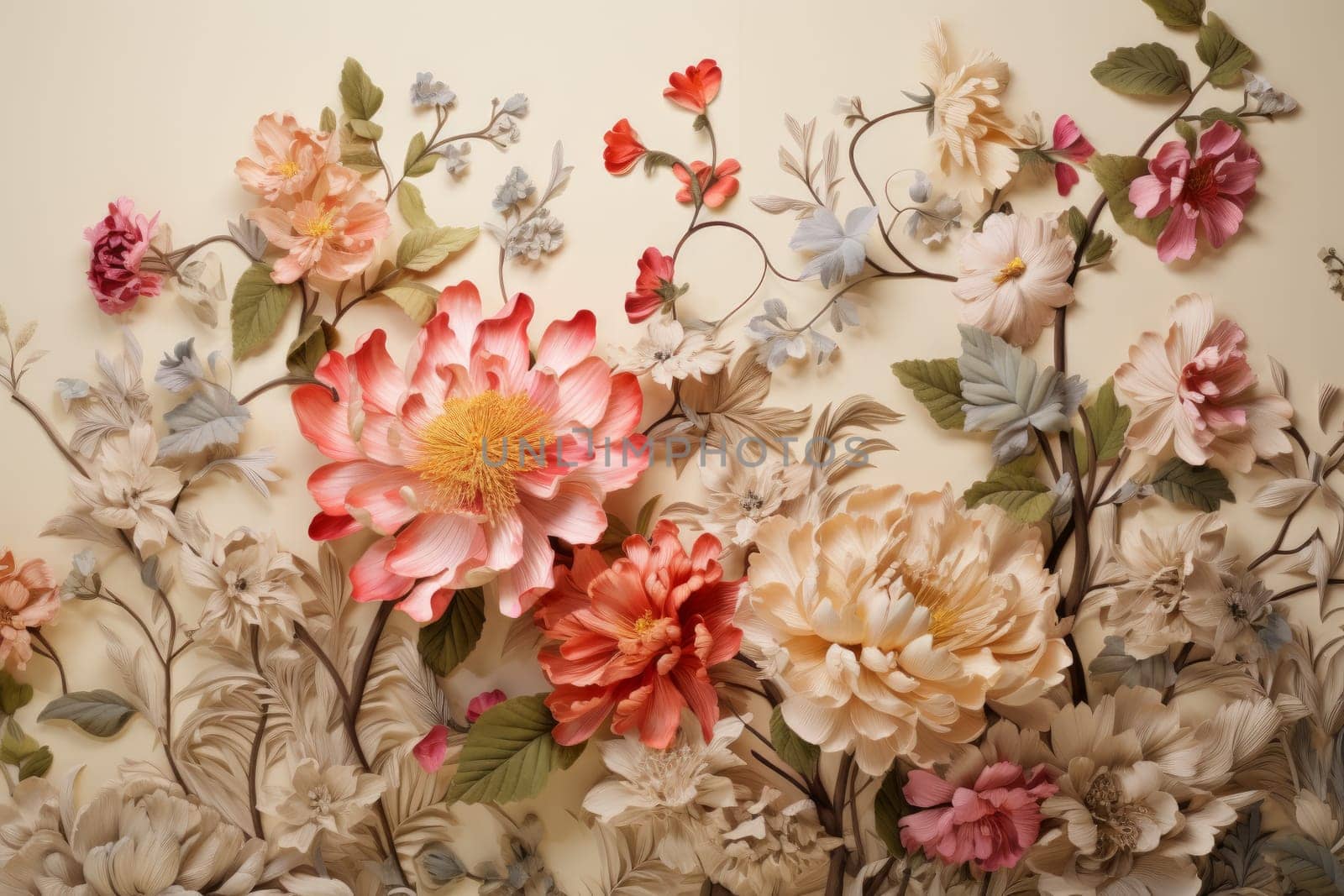 Patterned Floral craft paper. Generate Ai by ylivdesign