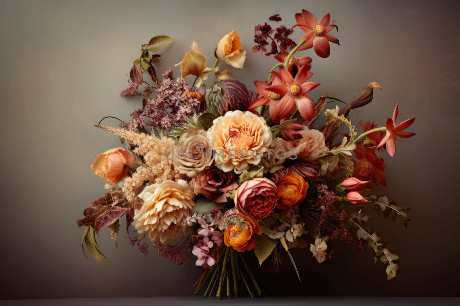 Delicate Flowers vintage bouquet. Generate Ai by ylivdesign