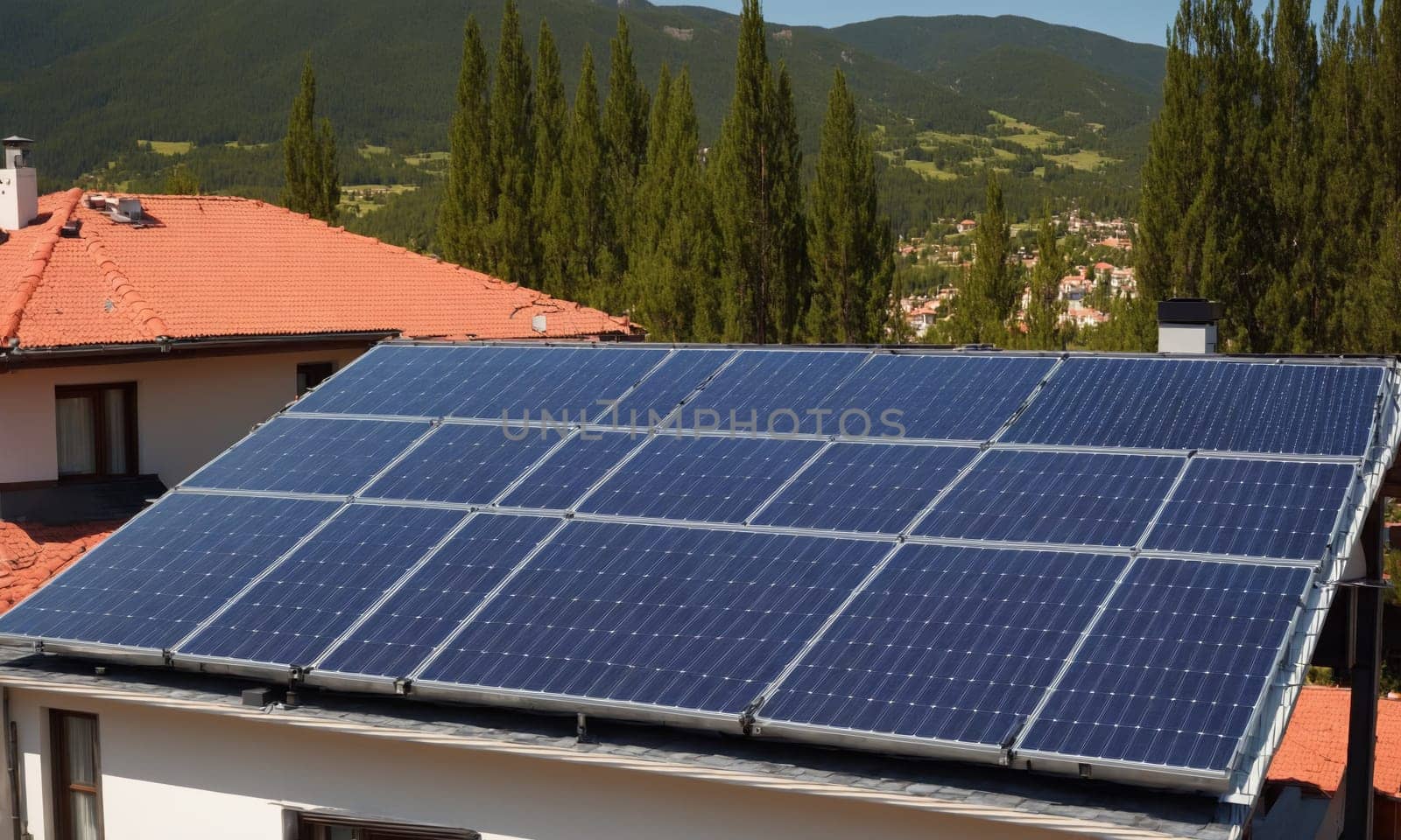 Solar panels installed on the roof of a house in Montenegro