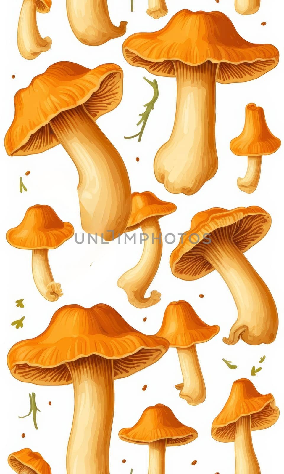 pattern with chanterelle mushrooms. illustration