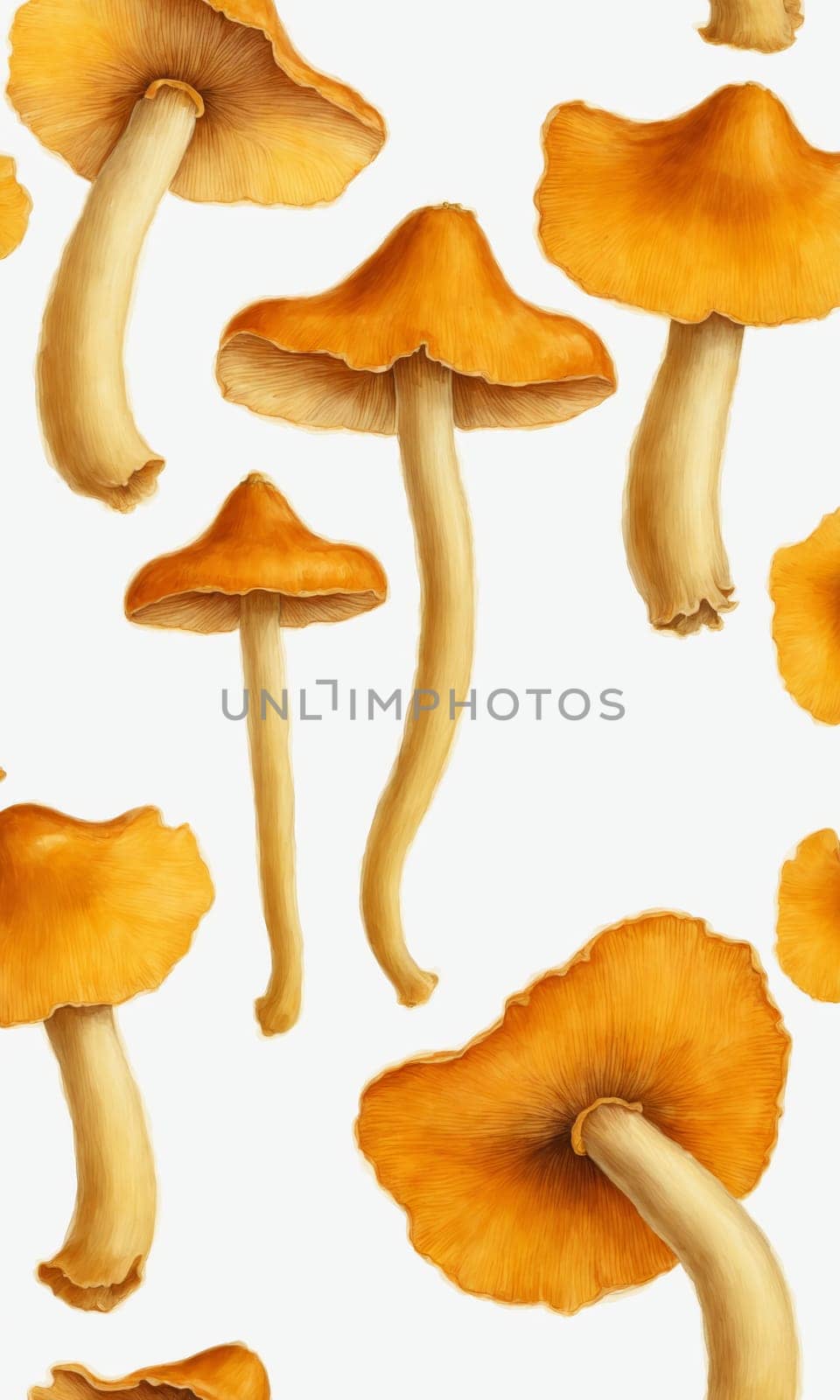Chanterelle mushrooms on a white background. Isolated.