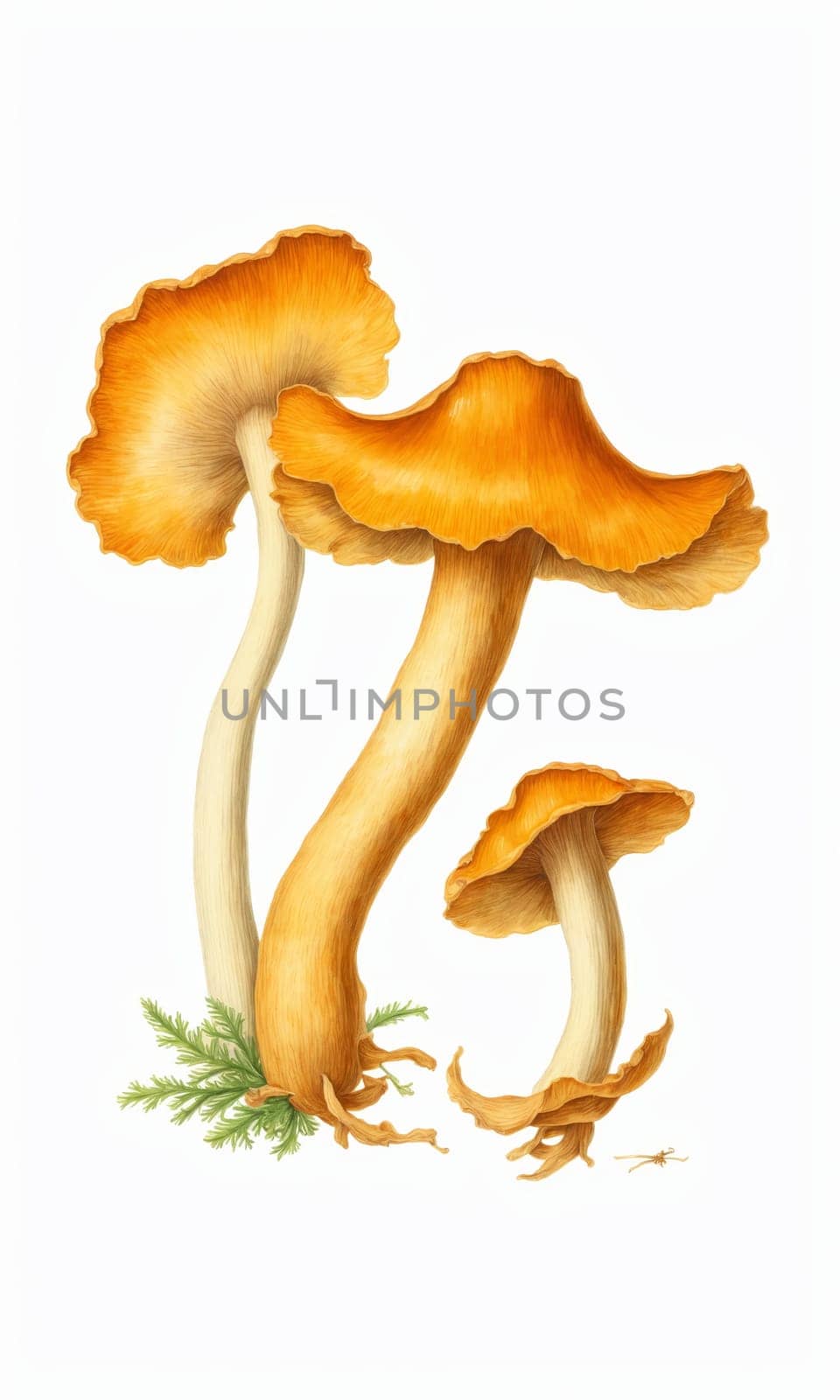 Chanterelle mushrooms on a white background. Isolated.