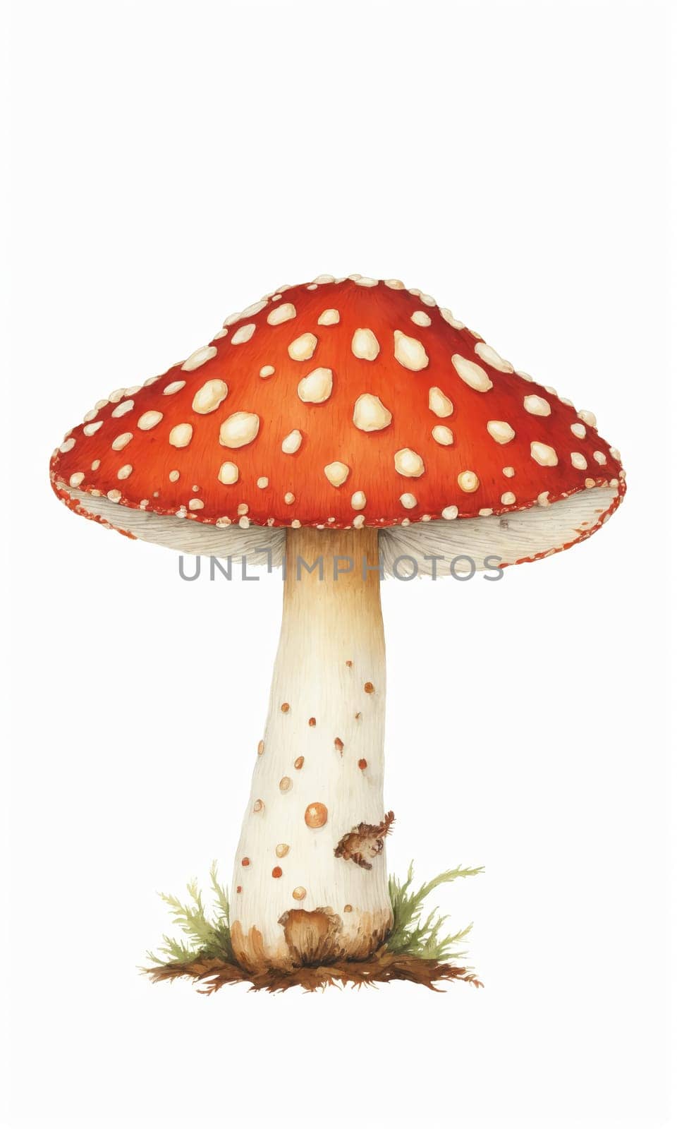 Amanita muscaria mushroom isolated on white background. illustration.