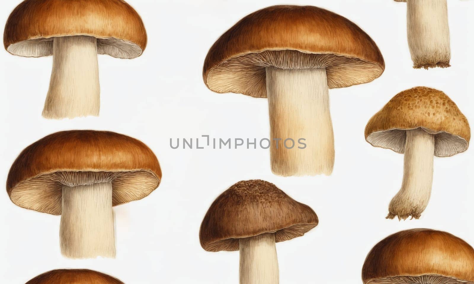 seamless pattern with mushrooms on a white background. illustration