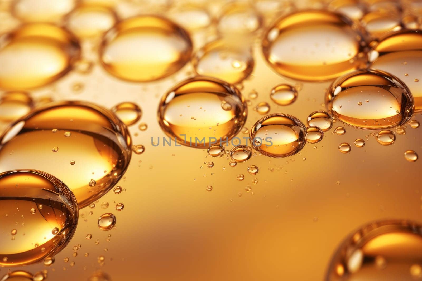 Lustrous Gold oil bubbles. Circle gold orange. Generate Ai