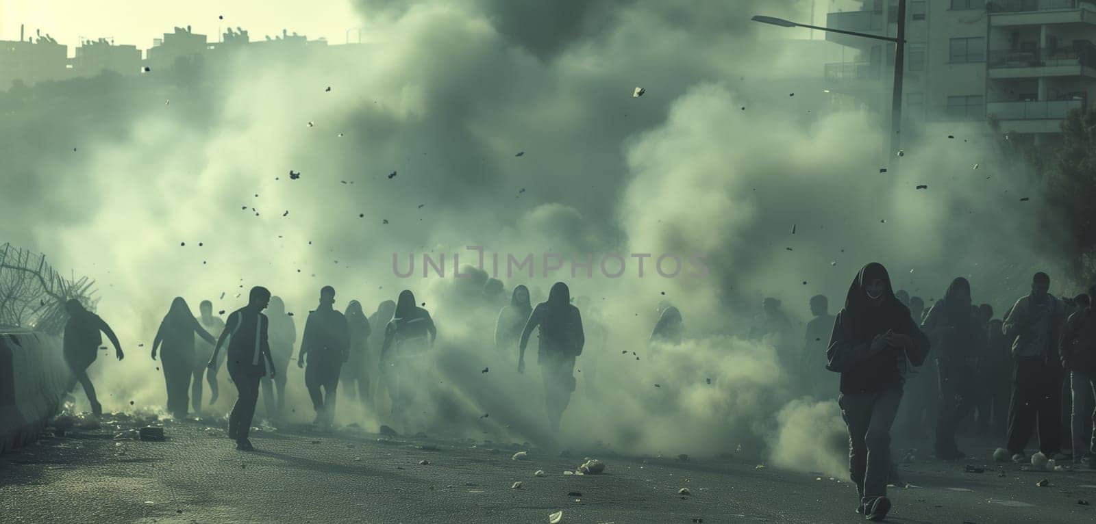 Pro-Palestinian activists march during a protest against U.S and Israel policy in Gaza district by Andelov13