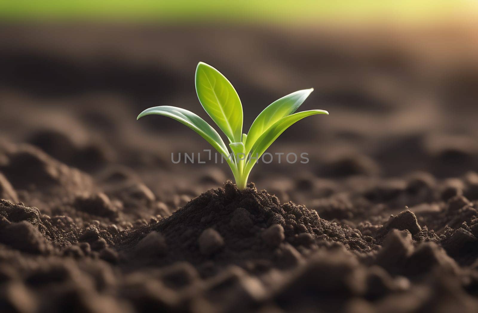 A small plant growing on the soil, the concept of the surrounding world and Earth Day by claire_lucia
