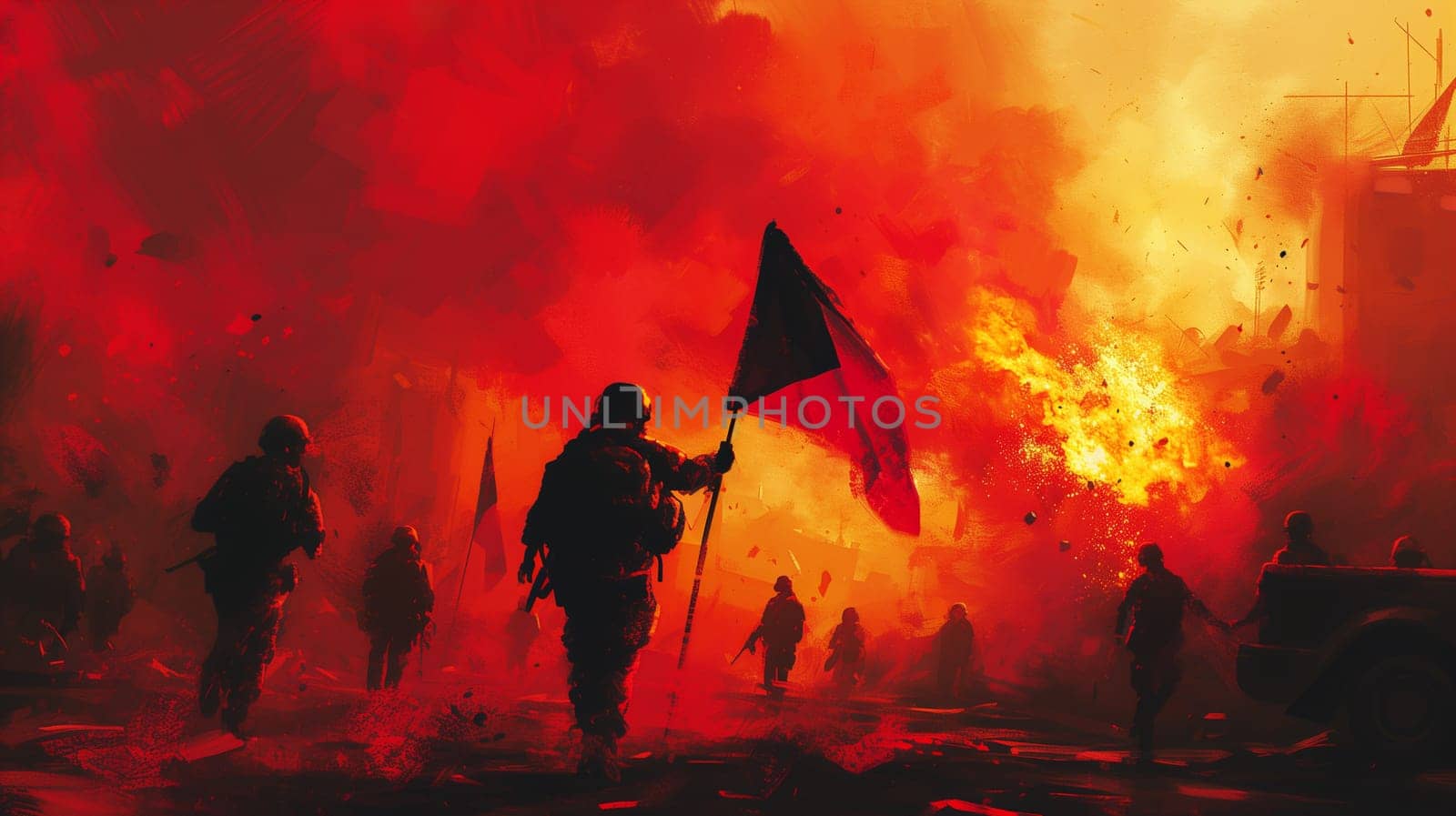 Pro-Palestinian activists march during a protest against U.S and Israel policy in Gaza district High quality photo