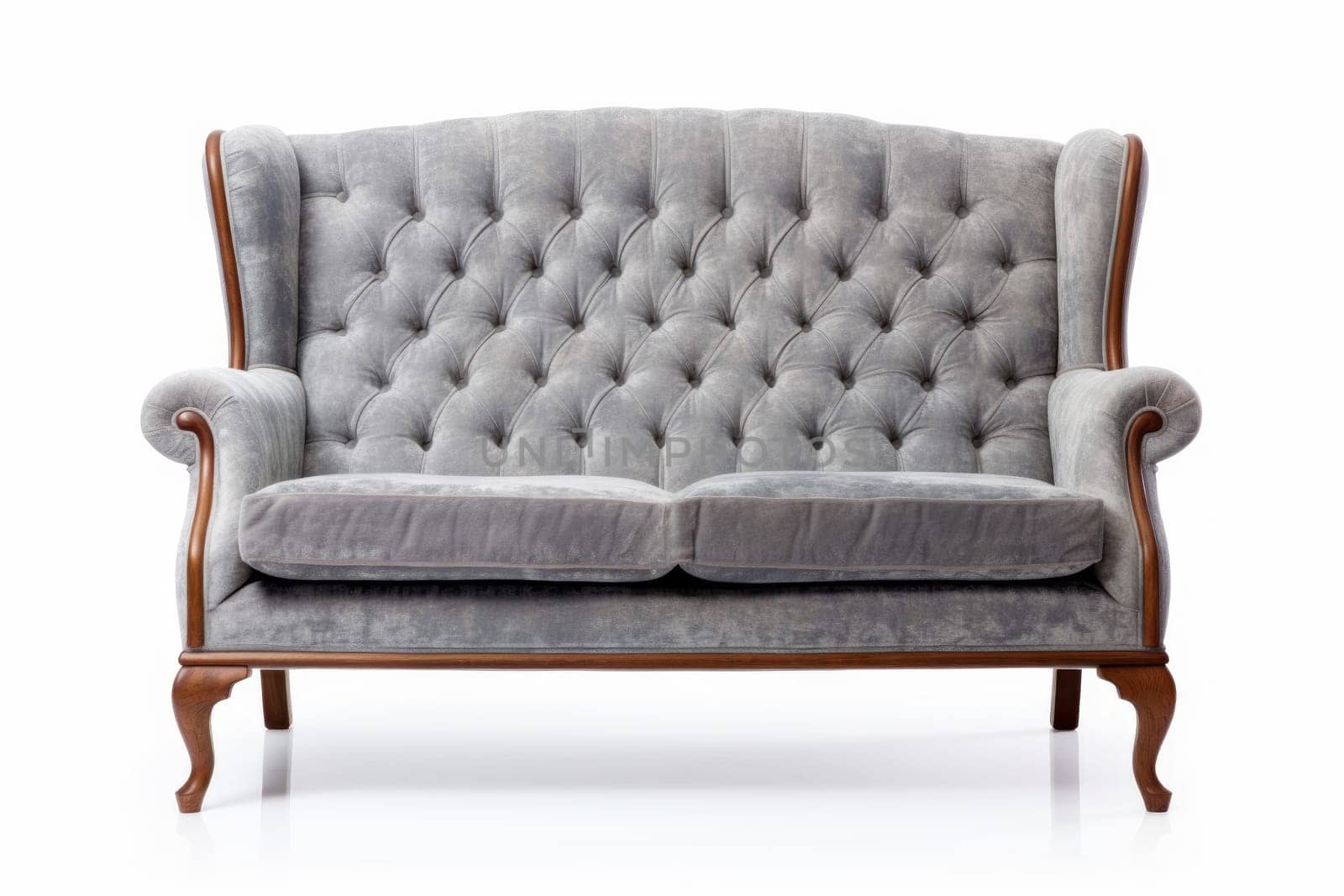 Cozy Grey sofa. Seat modern furniture. Generate Ai