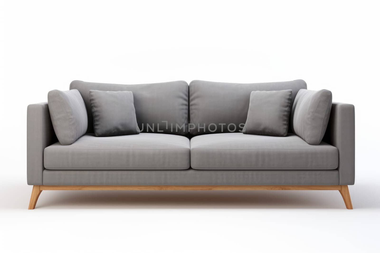 Stylish Grey sofa. Seat modern furniture. Generate Ai