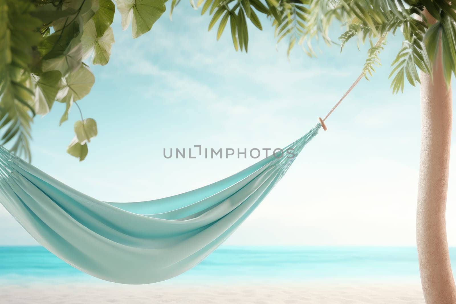 Inviting Hammock background. Swing fabric object. Generate Ai