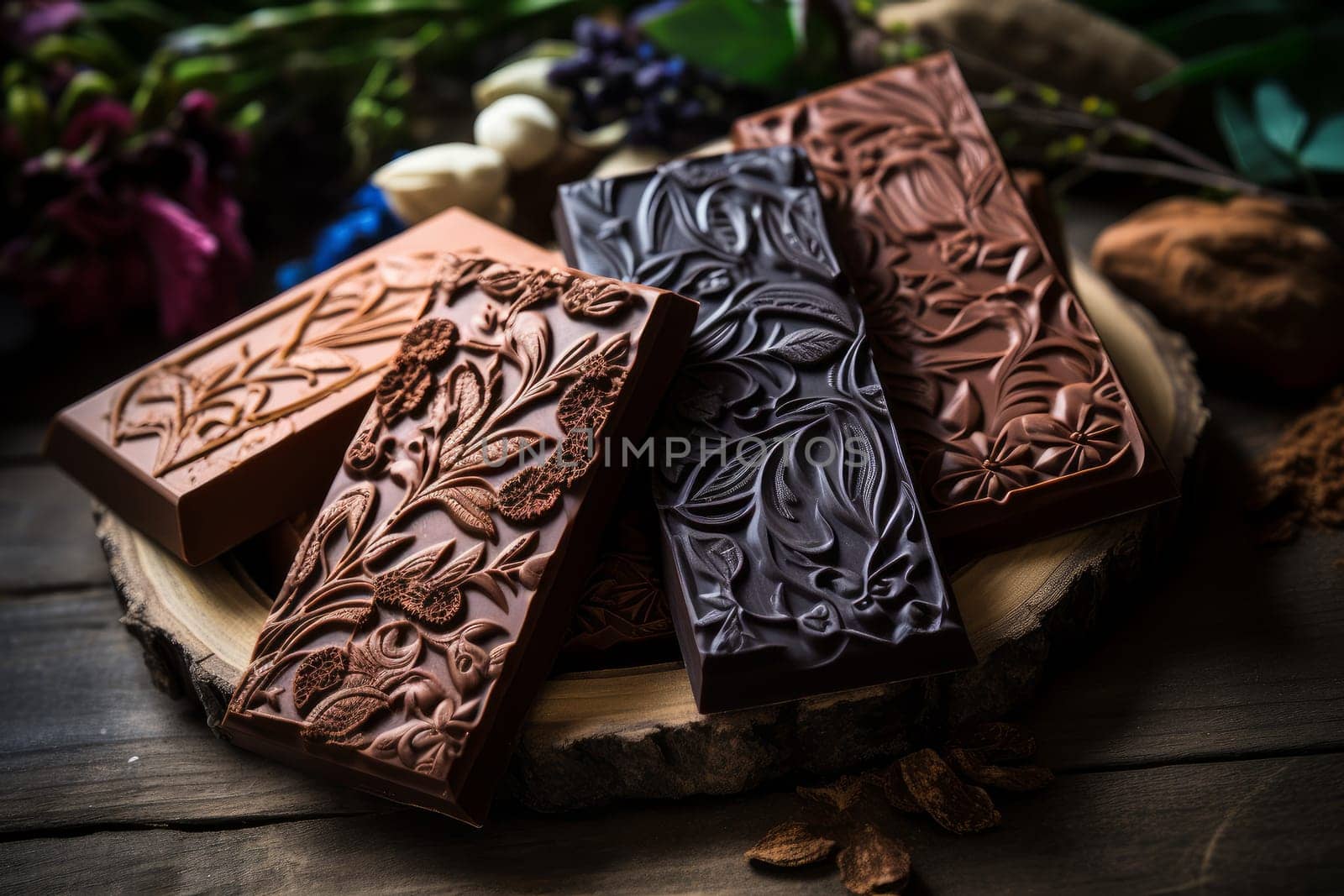 Nutritious Handmade vegan chocolate. Dessert truffle. Generate Ai