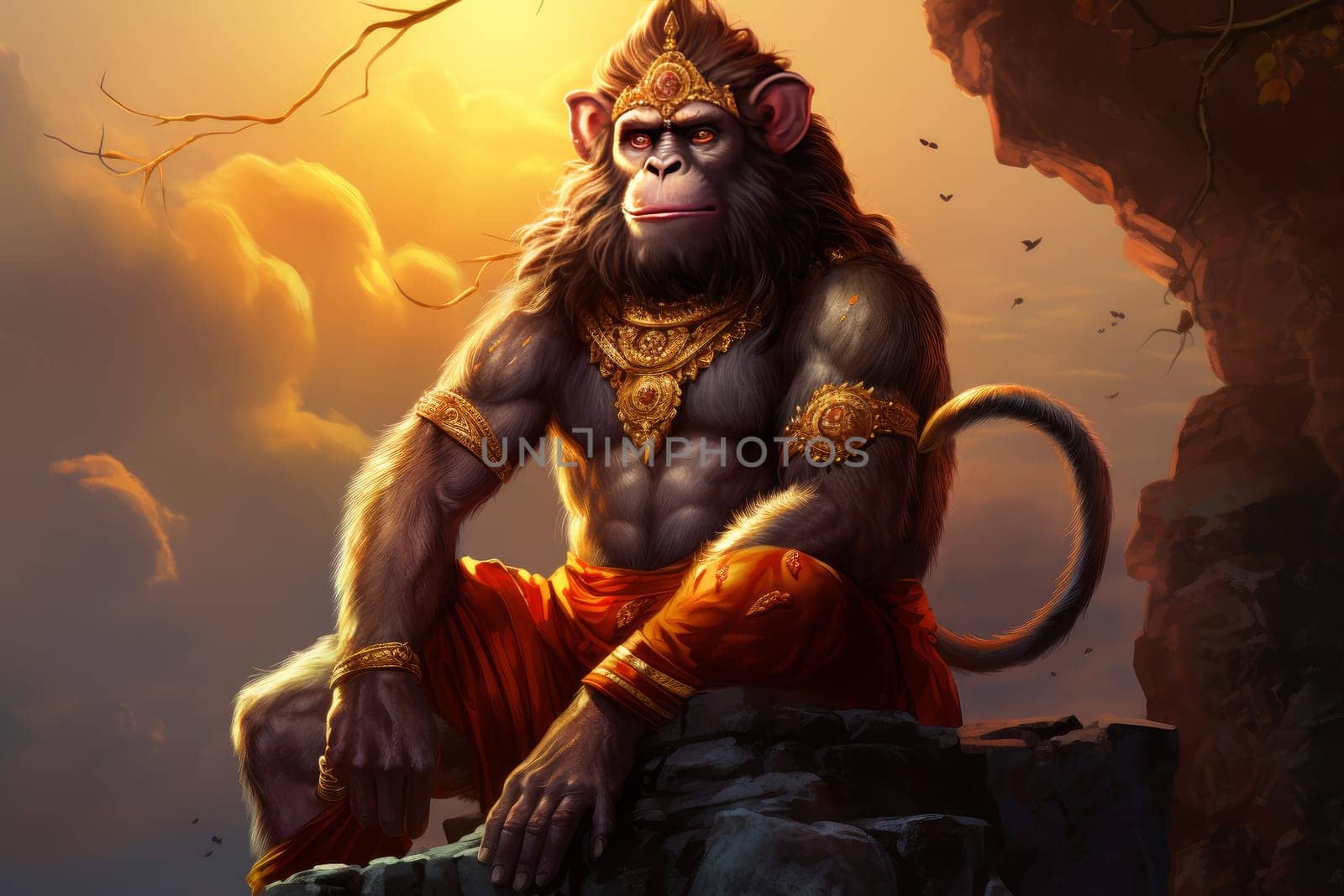 Hanuman monkey god. Indian religion. Generate Ai