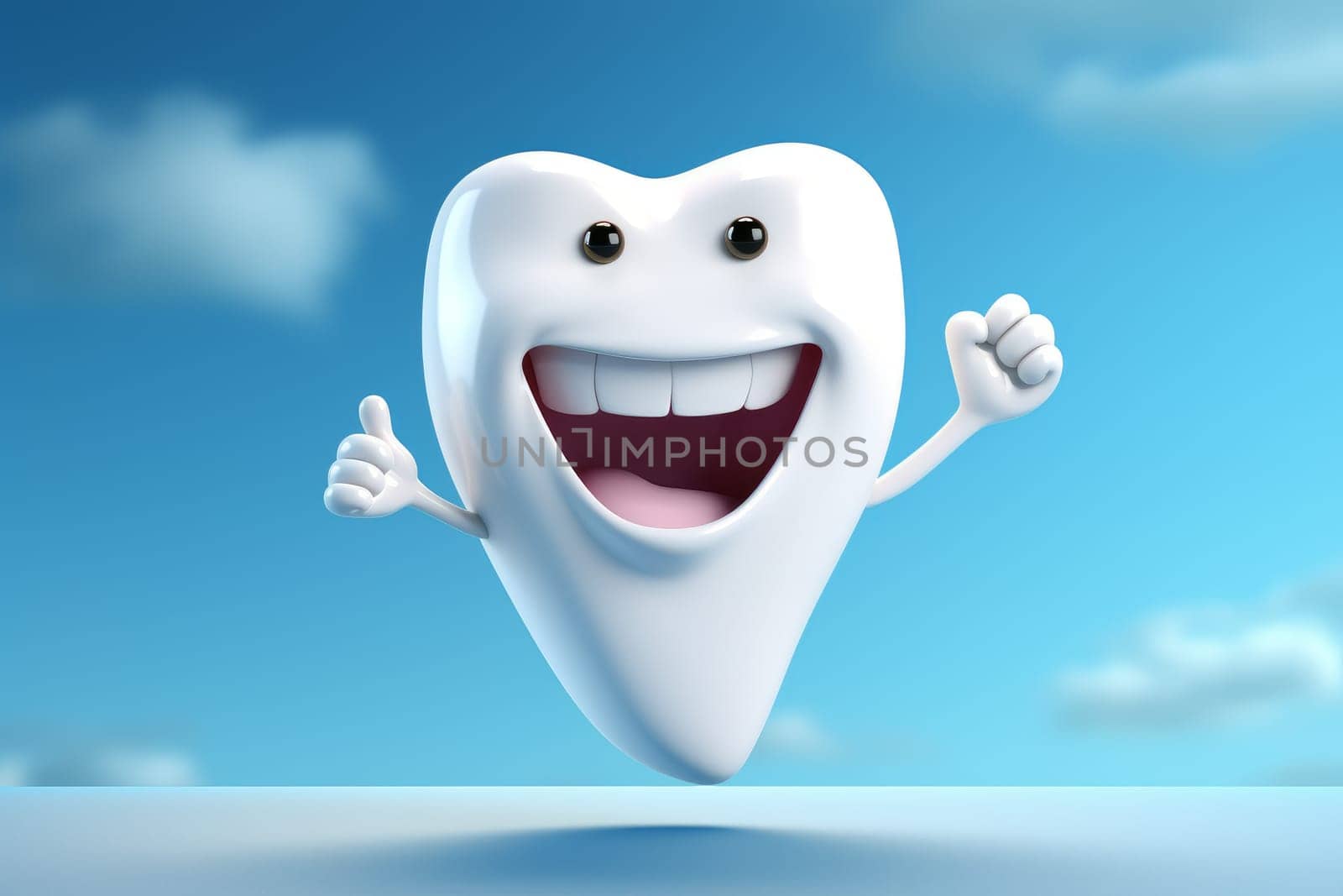 Unblemished Happy white tooth. Generate Ai by ylivdesign