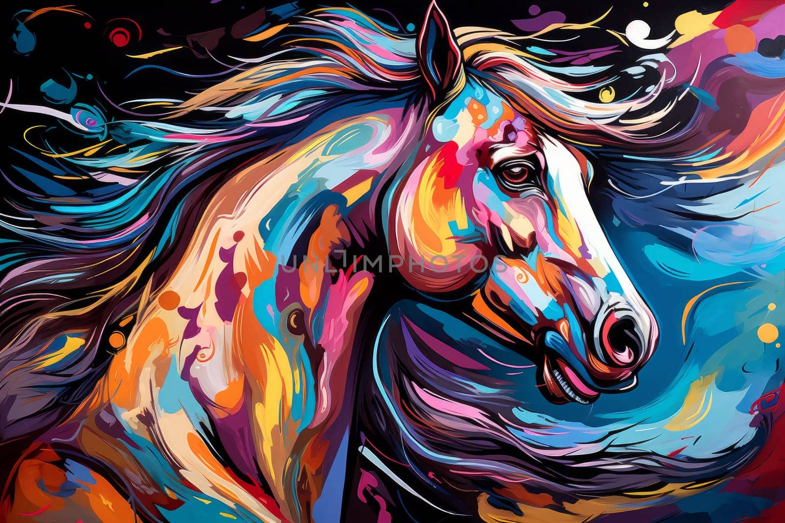 Head of abstract horse. Generate Ai by ylivdesign