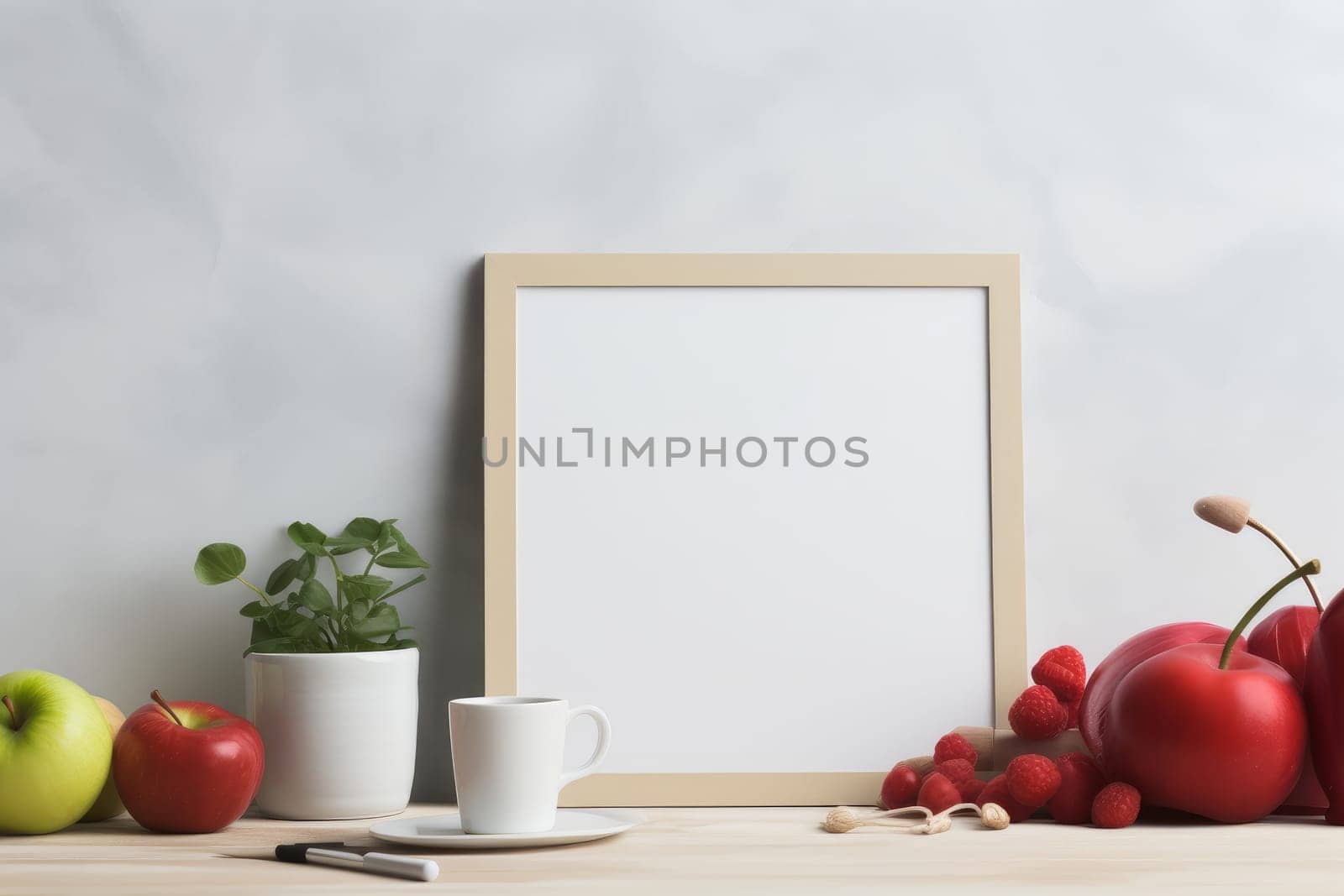 Colorful Health day banner fruits. Generate Ai by ylivdesign