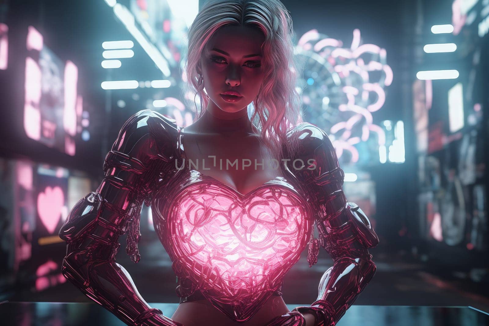 Cyberpunk heart. Generate Ai by ylivdesign