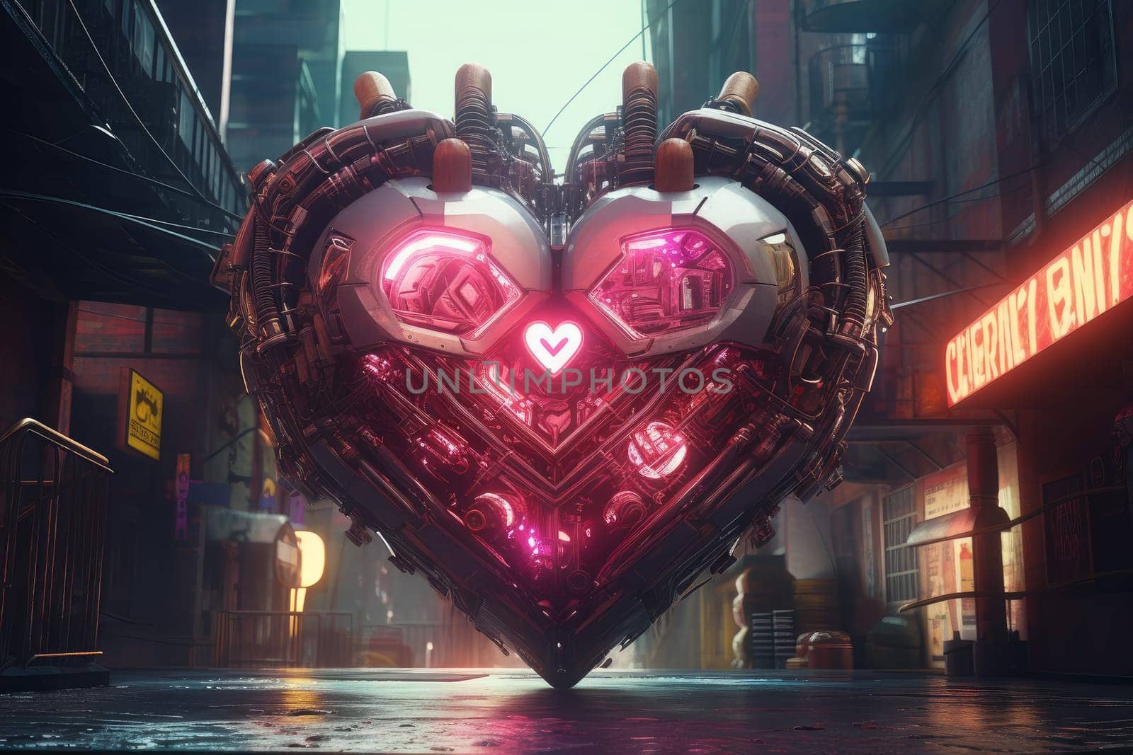 Dystopian Cyberpunk heart. Generate Ai by ylivdesign