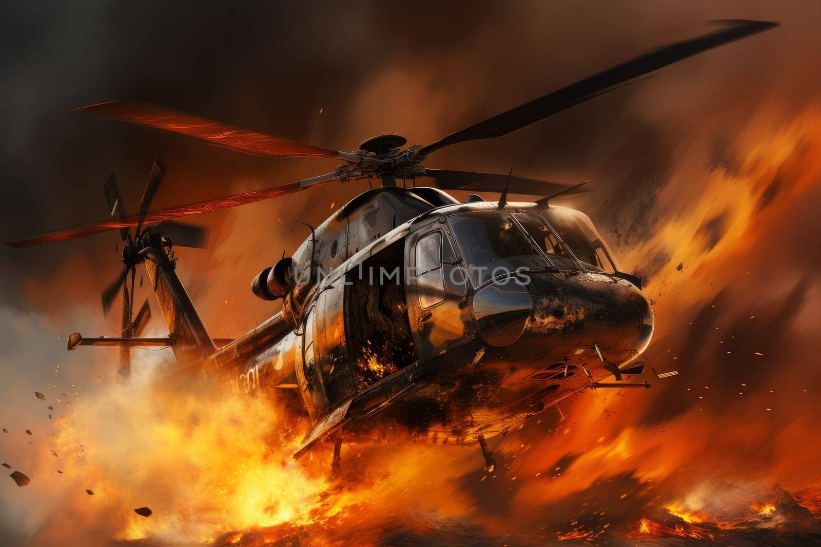 Devastating Helicopter crash war. Generate Ai by ylivdesign