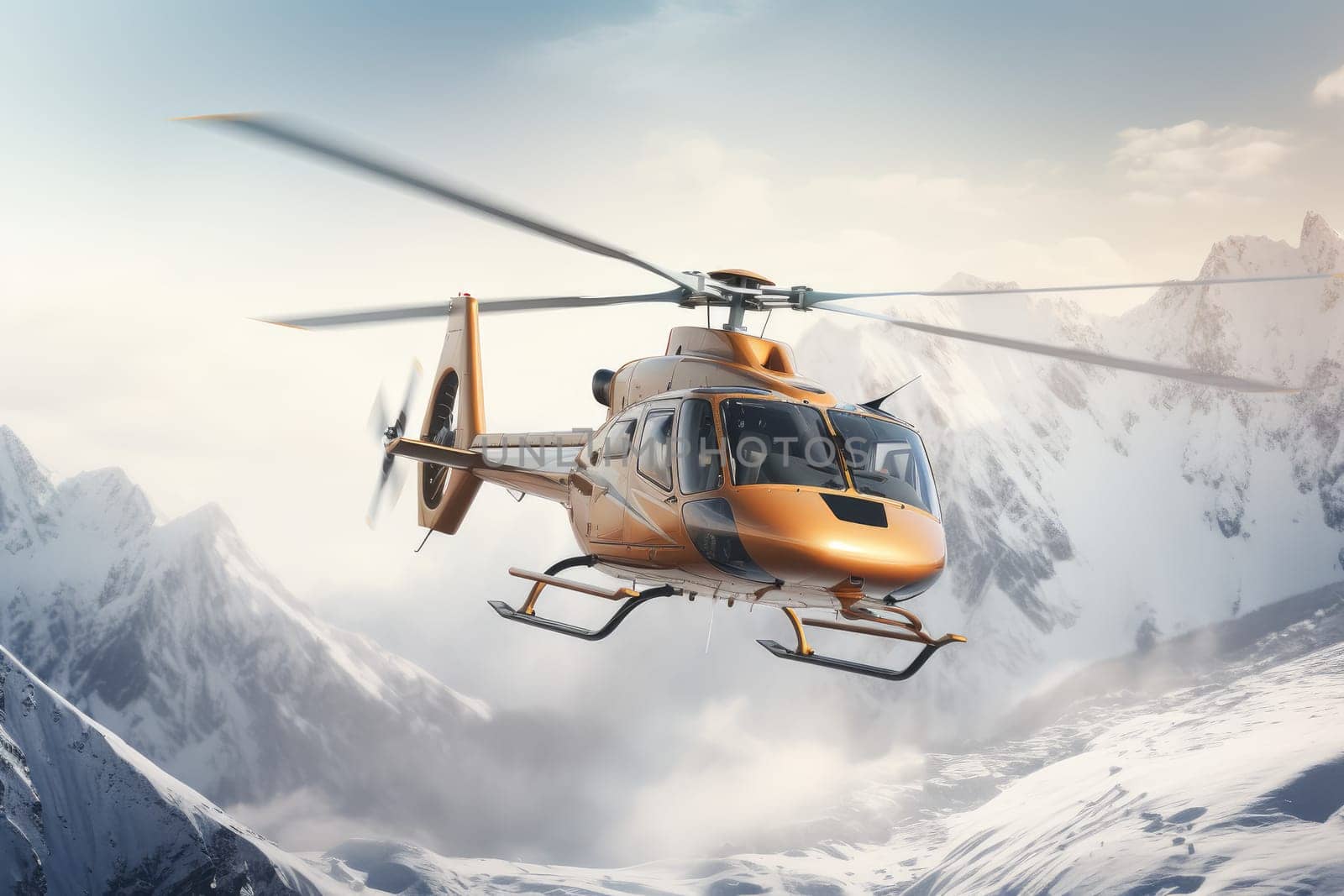 Immersive Helicopter mockup background. Sky aerospace. Generate Ai