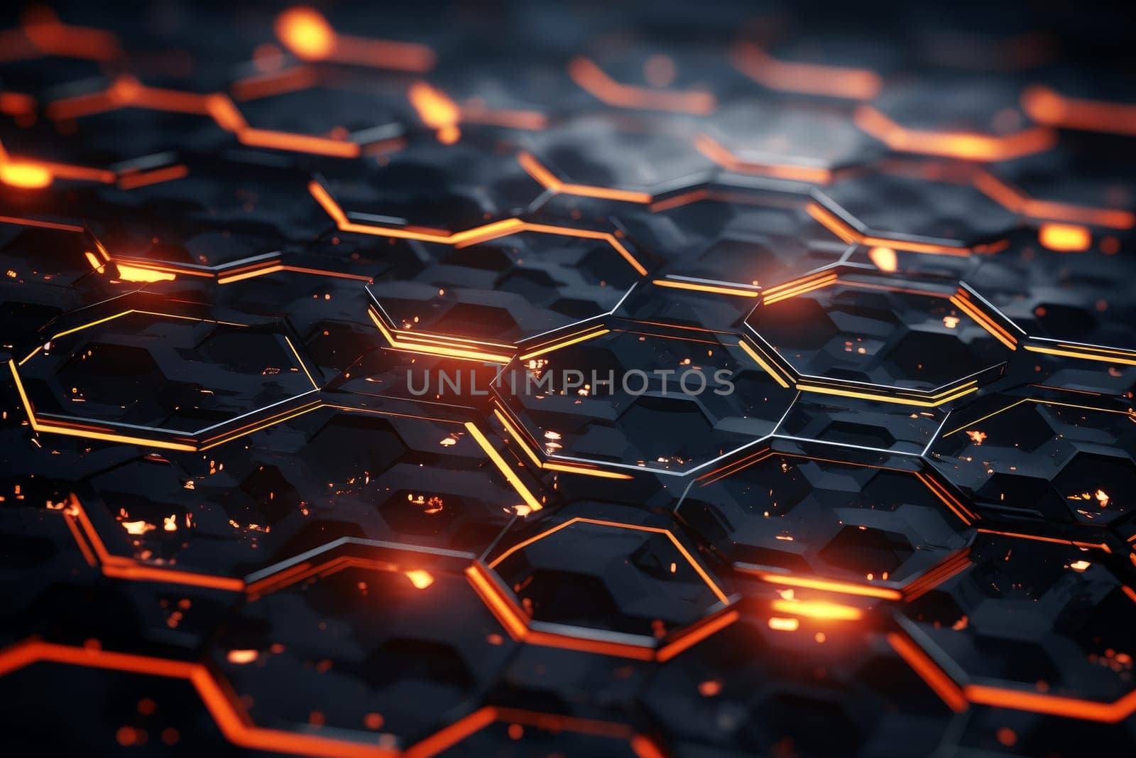 Intricate Hexagonal nano grid. Model tech. Generate Ai