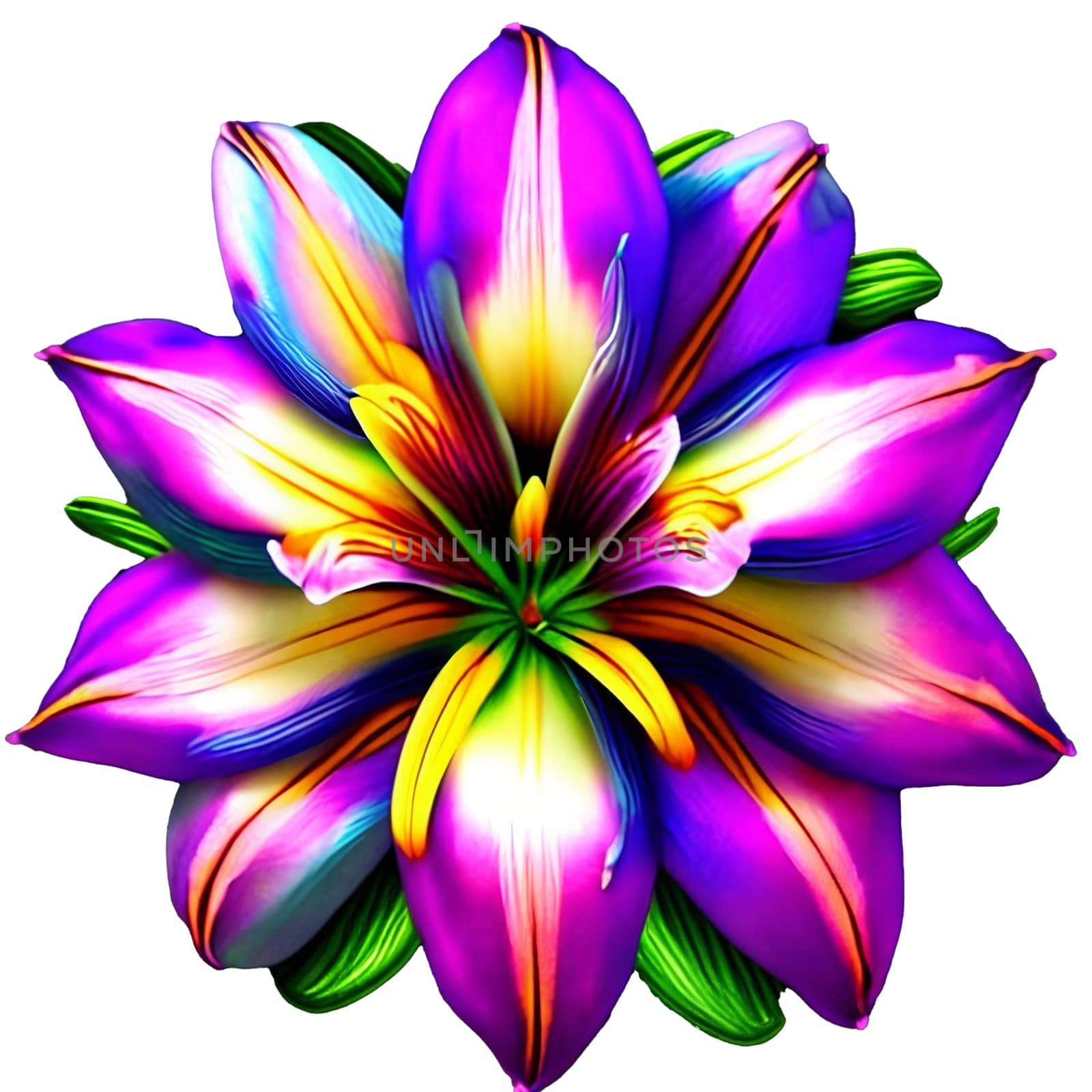 Beauty of symmetry by arranging an assortment of vibrant lilies in a geometric pattern. Isolated