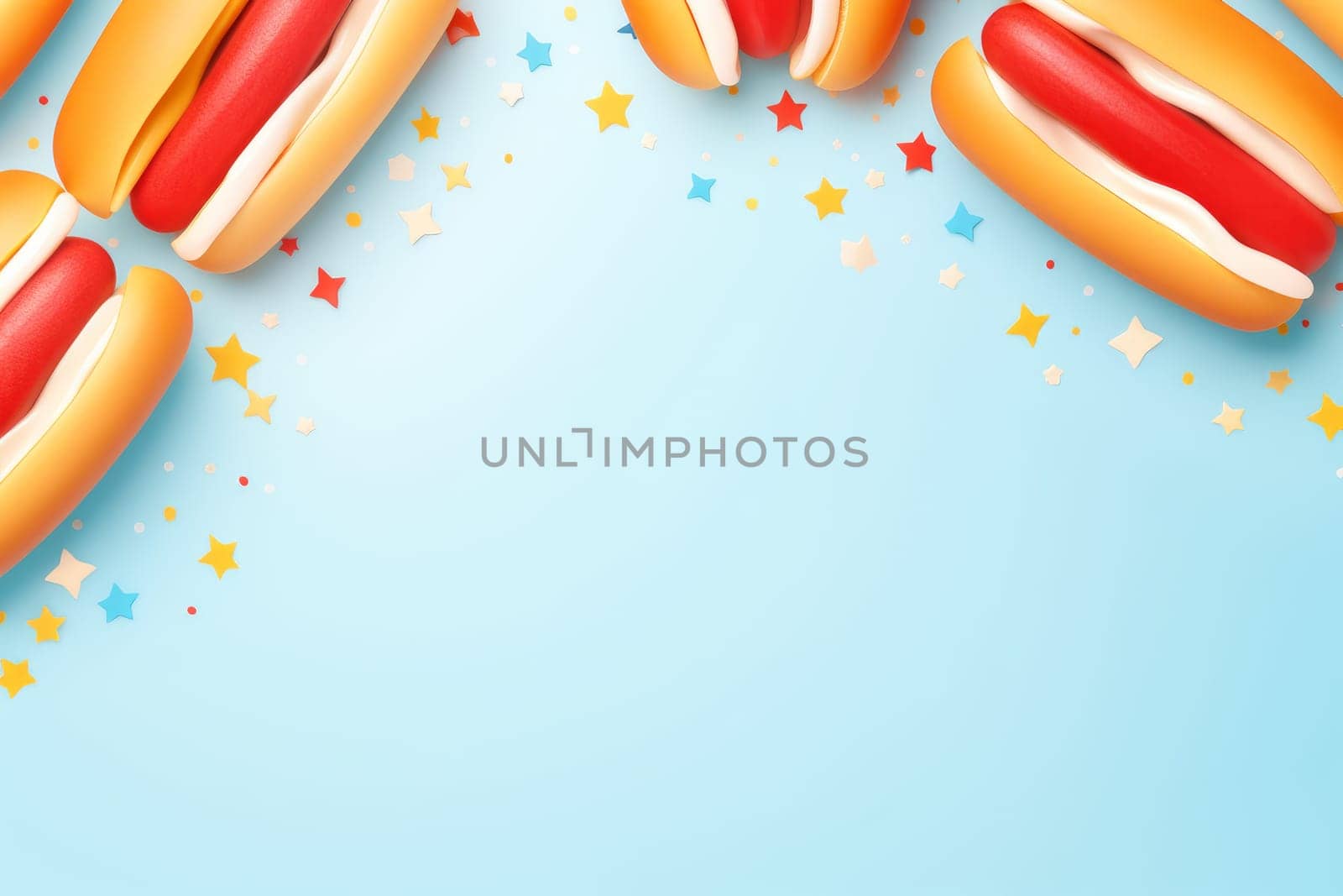Colorful Hotdog background. Generate Ai by ylivdesign