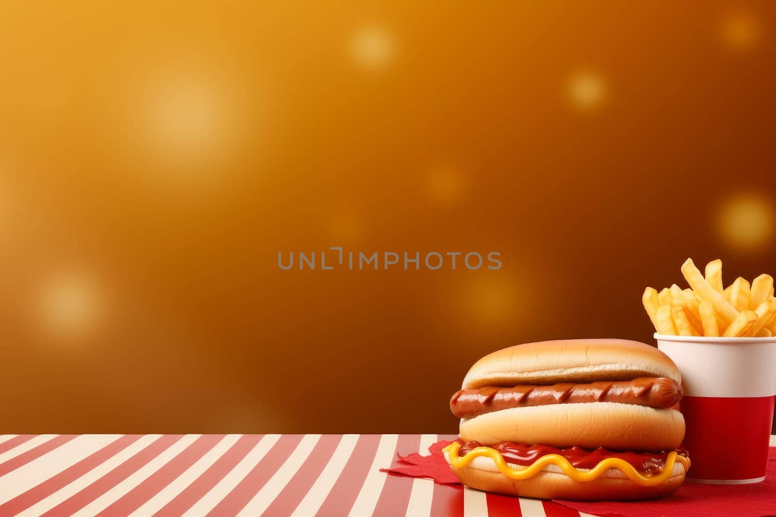 Festive Hotdog background. Generate Ai by ylivdesign