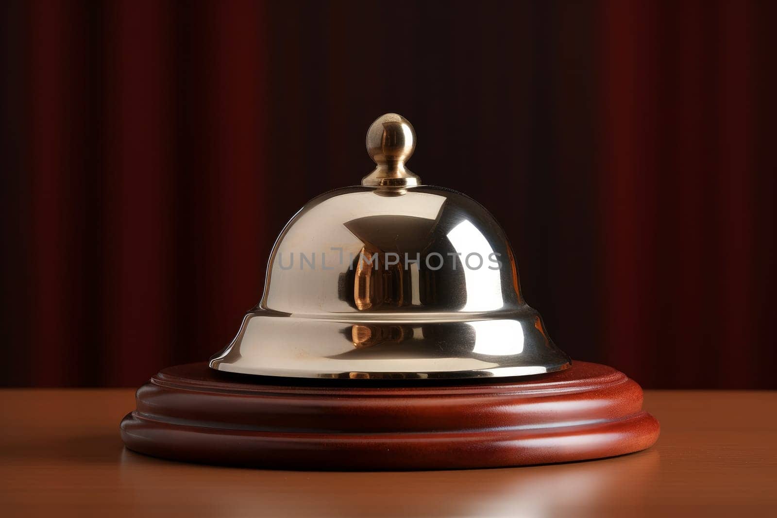 Polished Hotel service bell. Desk support travel. Generate Ai