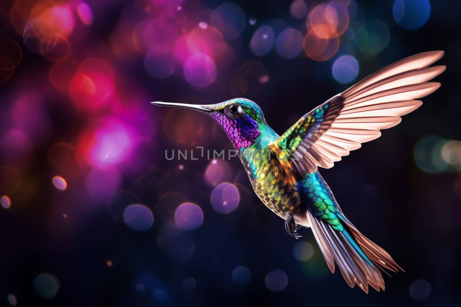 Dazzling Hummingbird flying. Generate Ai by ylivdesign