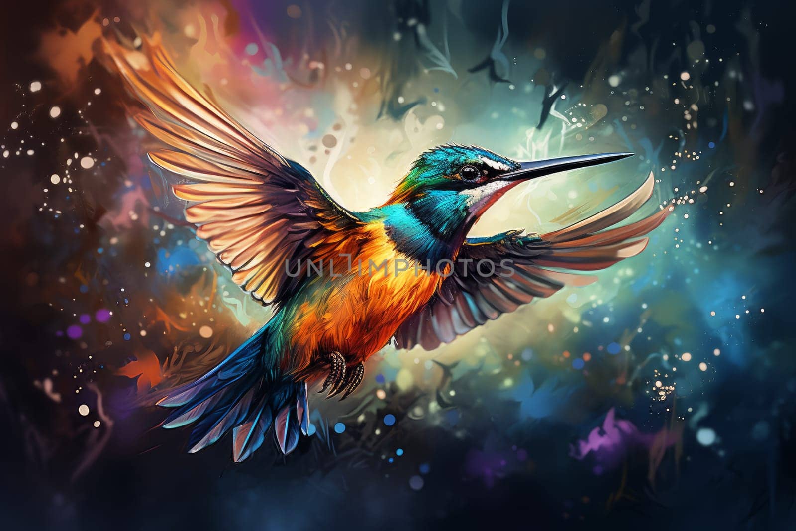 Hummingbird flying. Generate Ai by ylivdesign