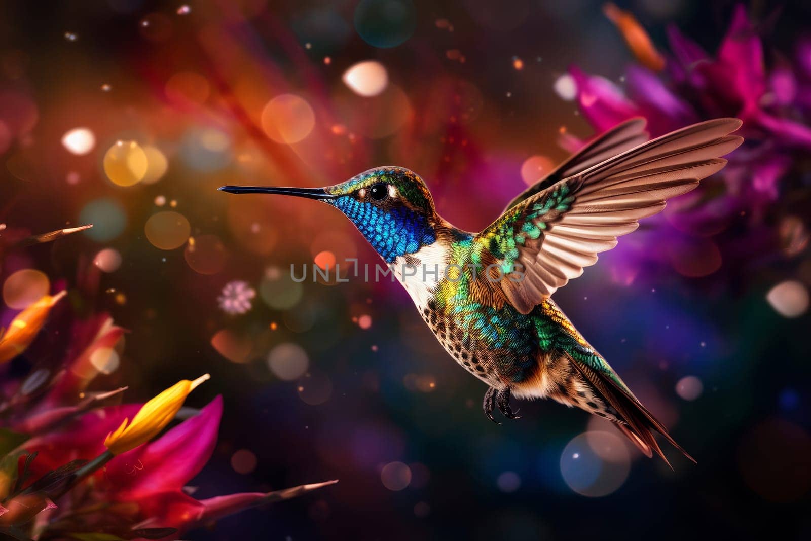 Swift Hummingbird flying. Generate Ai by ylivdesign