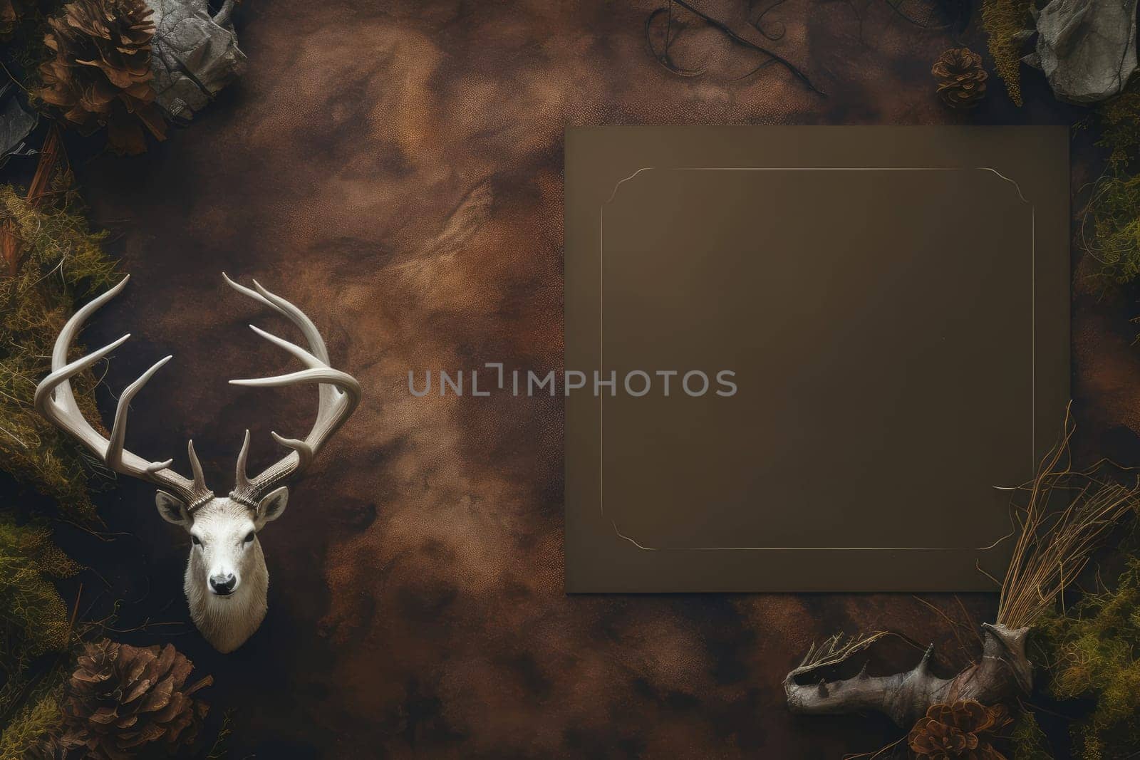 Hunter mockup background. Animal rustic. Generate Ai