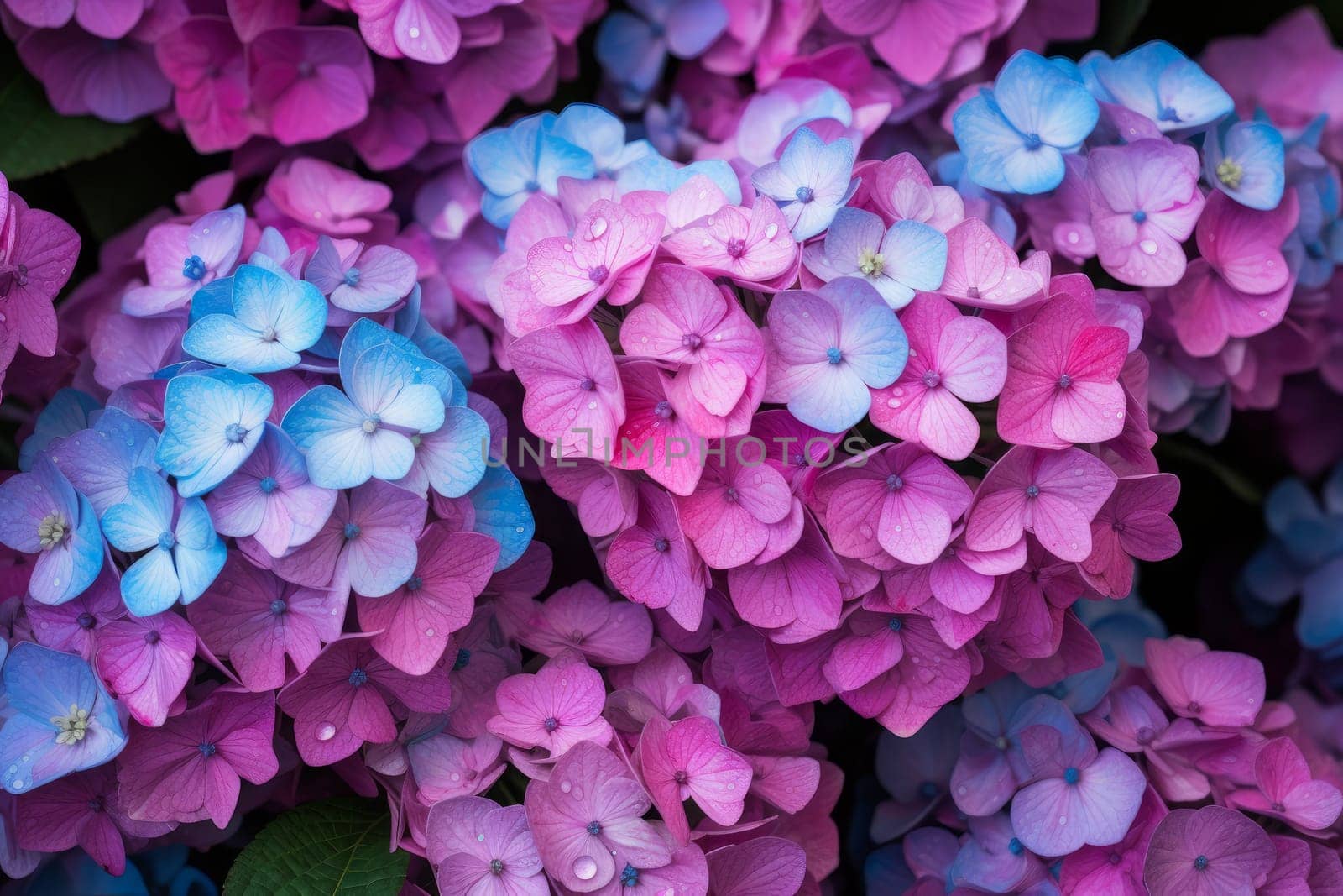 Delightful Hydrangea bush summer. Beauty leaf flower. Generate Ai