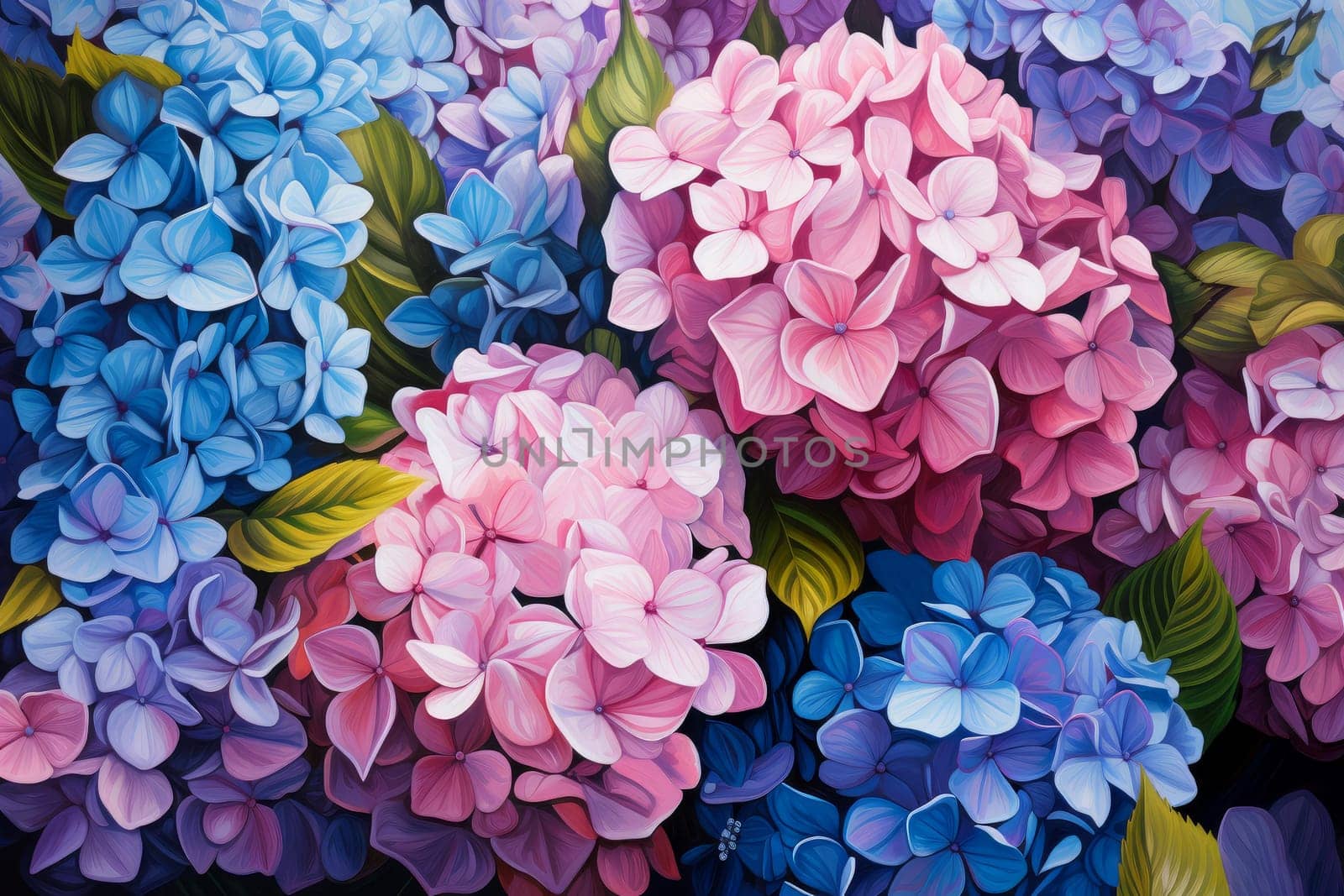 Hydrangea bush summer. Beauty leaf flower. Generate Ai